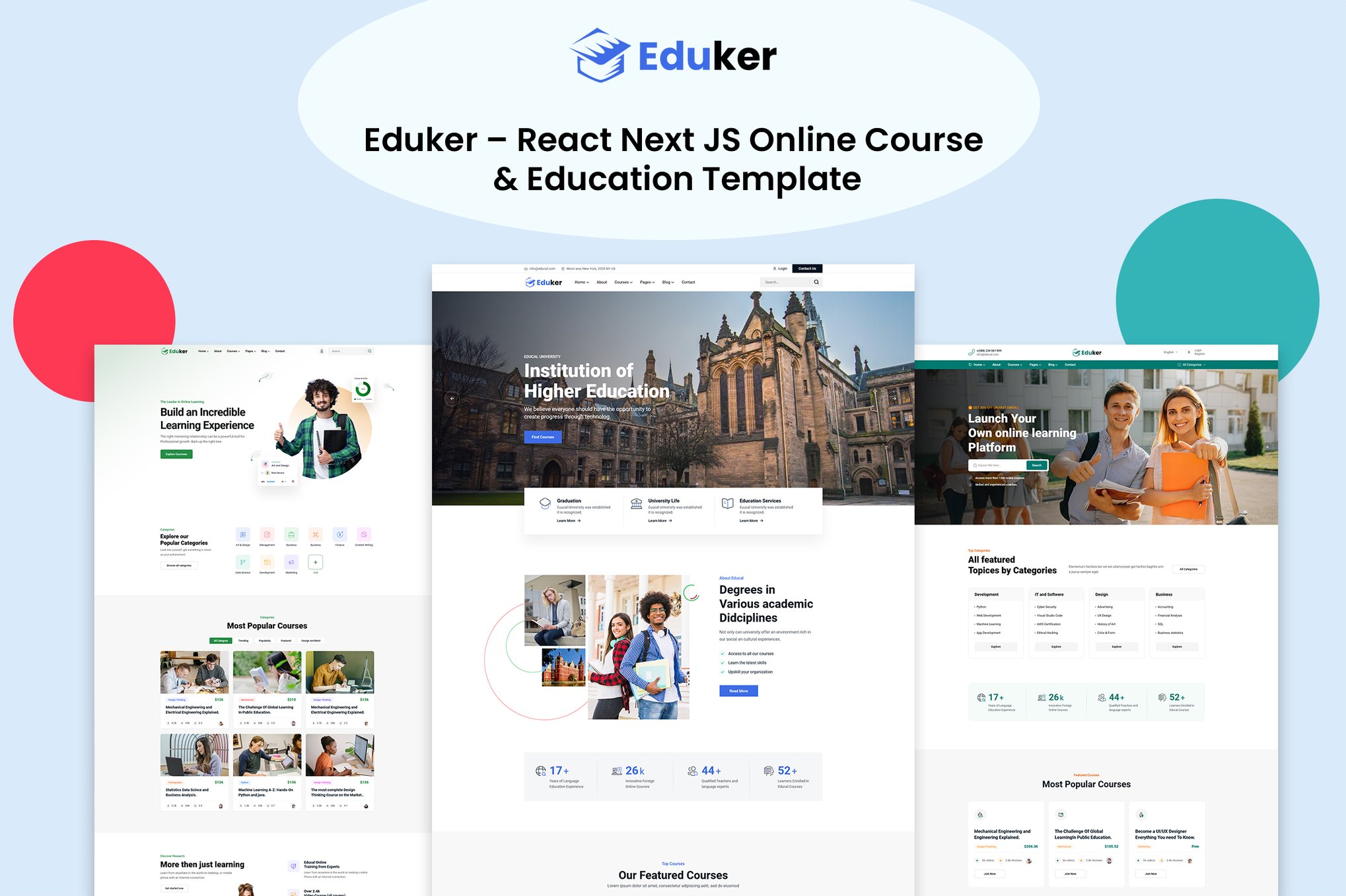 Imagen de portada de Eduker - React Next JS Education Template (plantilla web)