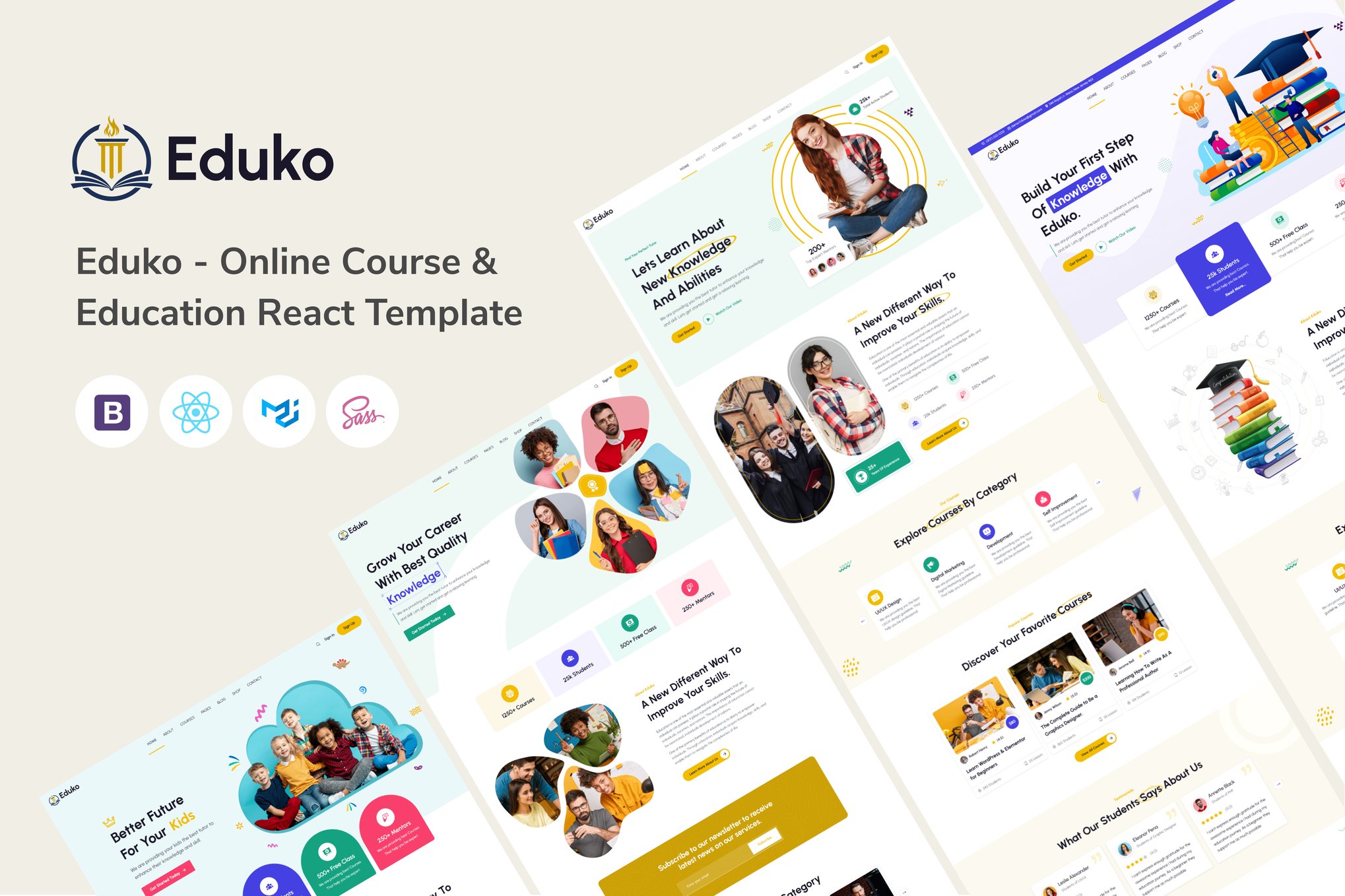 Imagen de portada de Eduko - Online Course & Education React Template (plantilla web)