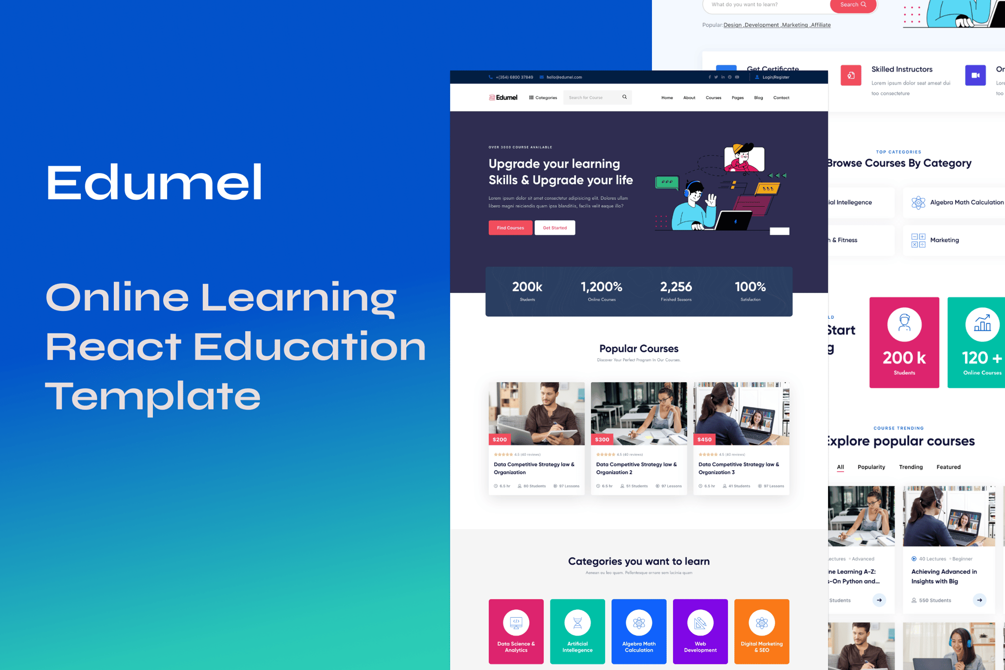 Imagen de portada de Edumel - Online Learning React Education Template (plantilla web)
