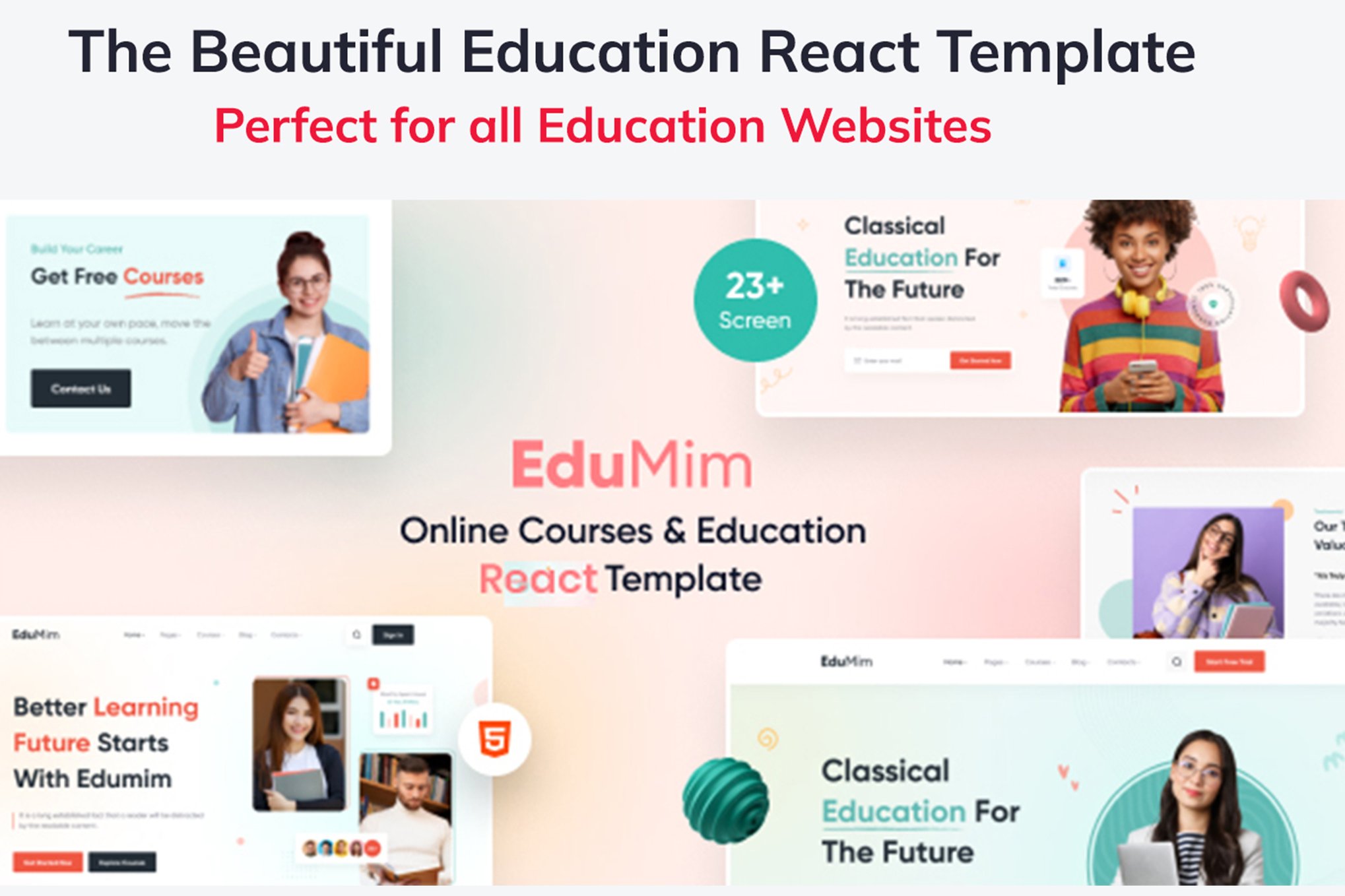 Imagen de portada de Edumim – Education React Template (plantilla web)