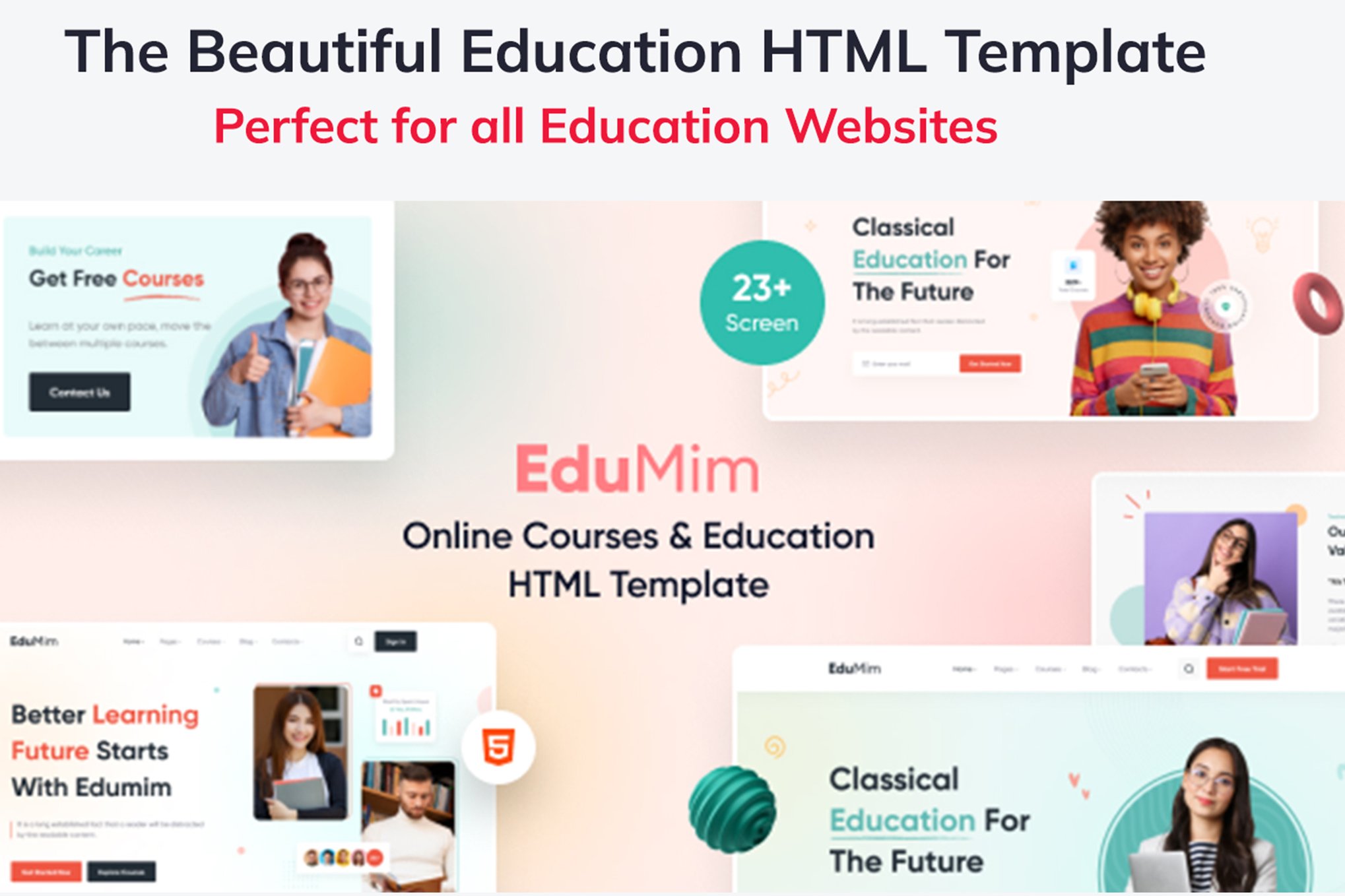 Imagen de portada de Edumim – Tailwind CSS Education HTML Template (plantilla web)