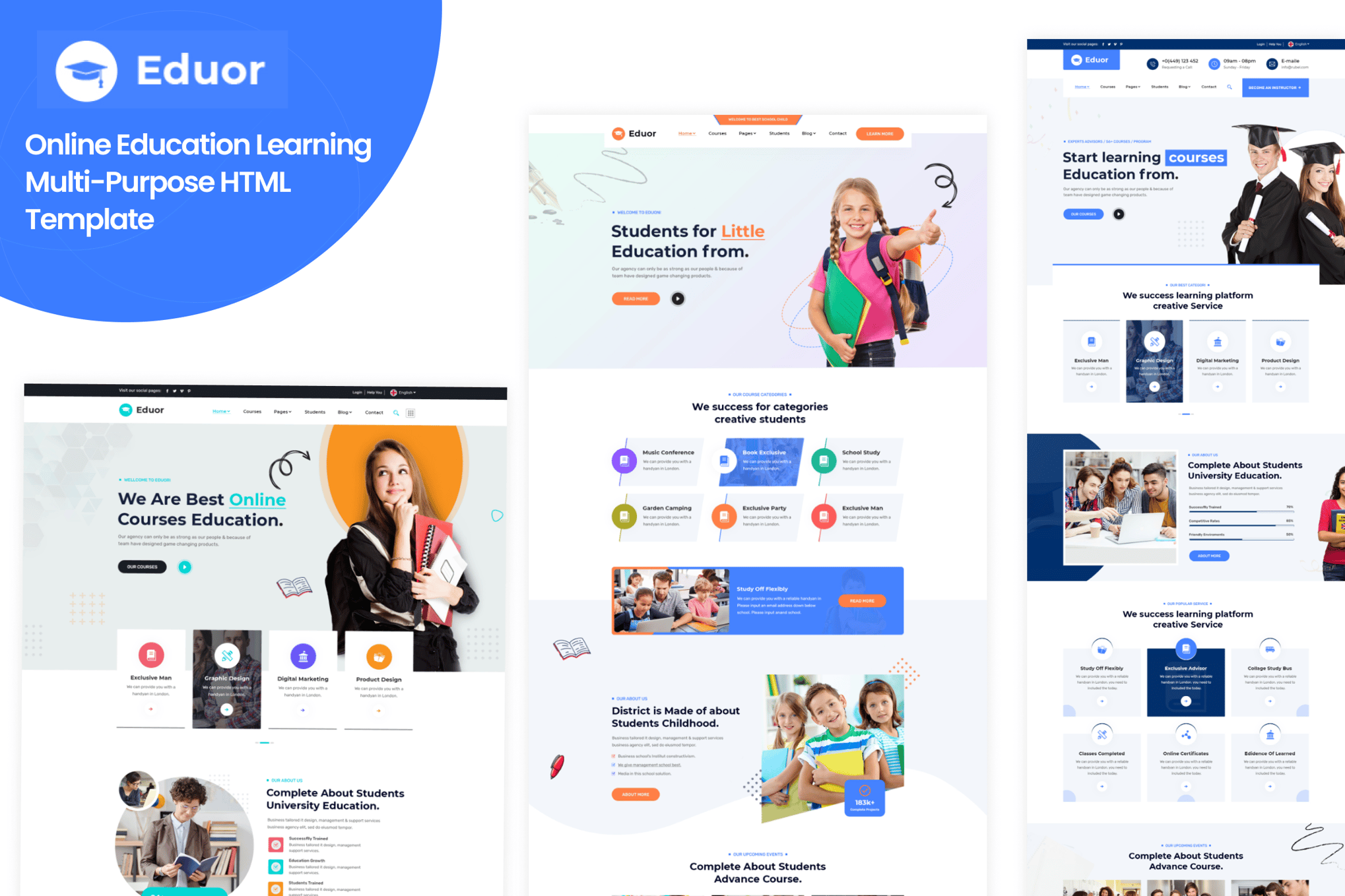 Imagen de portada de Eduor - Online Education Learning Multi-Purpose HT (plantilla web)