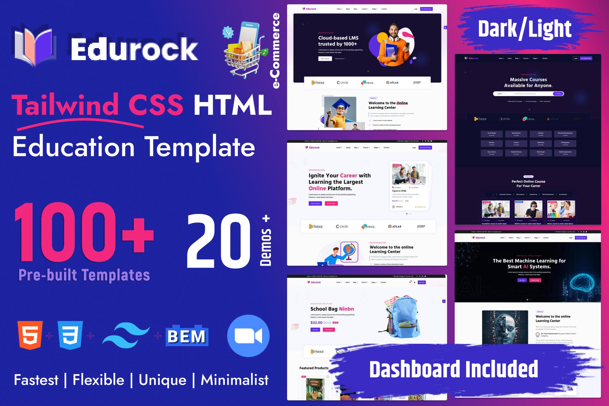 Imagen de portada de Edurock - Tailwind CSS Education Template (plantilla web)