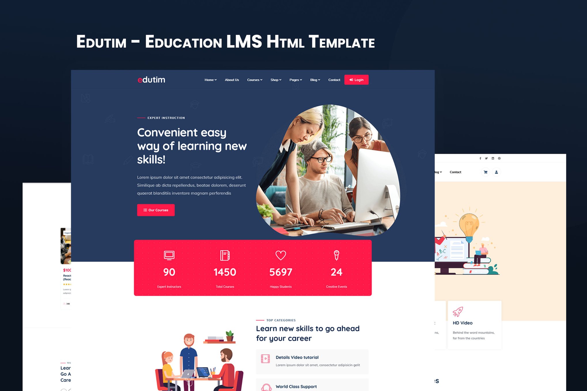 Imagen de portada de Edutim - Education LMS Html Template (plantilla web)