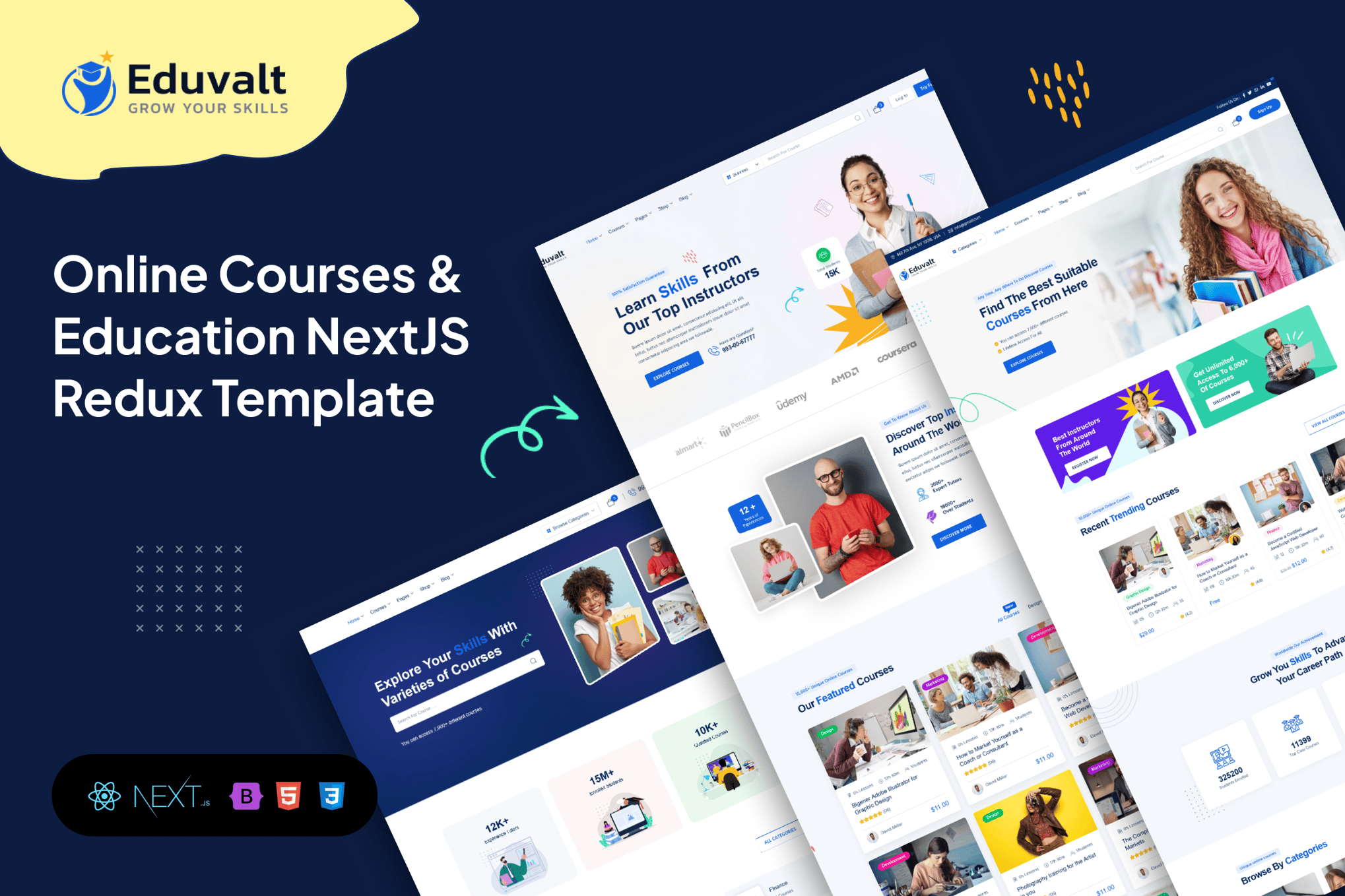 Imagen de portada de Eduvalt - Online Courses & Education NextJS Redux (plantilla web)