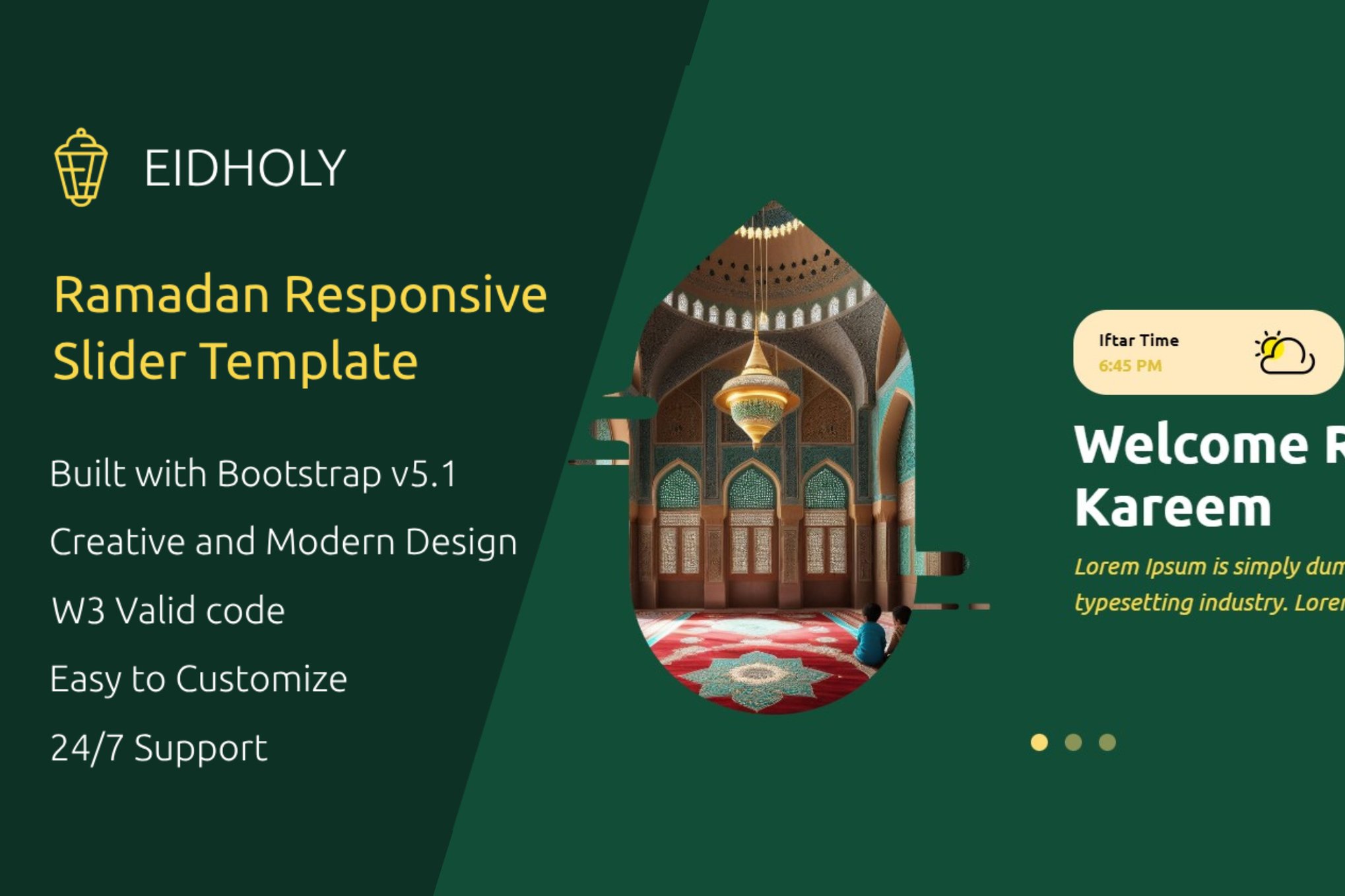 Imagen de portada de Eidholy - Ramadan Responsive Bootstrap Slider (plantilla web)