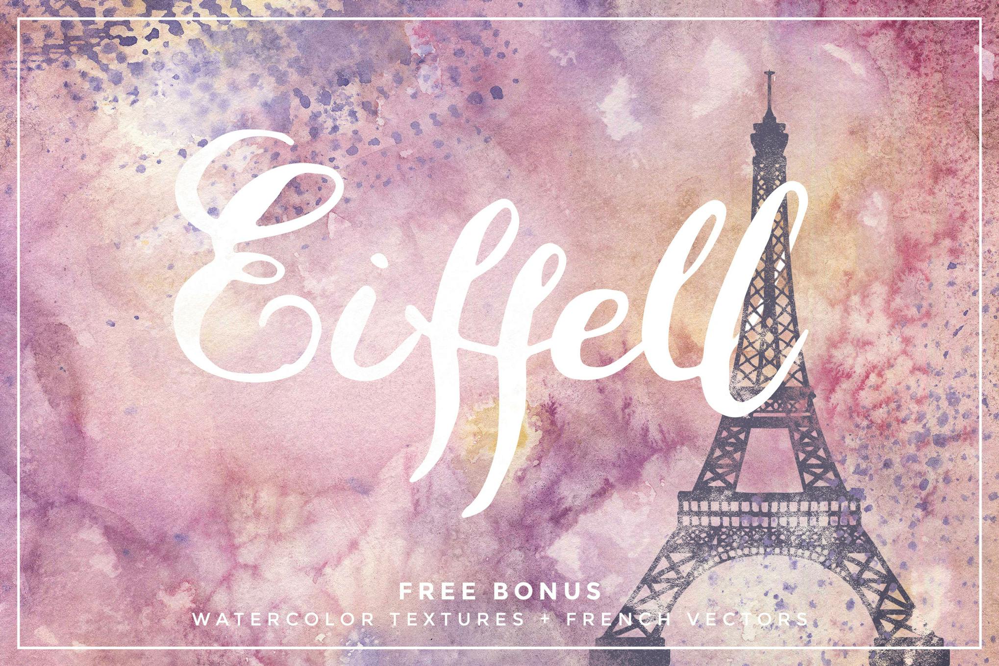 Imagen de portada de Eiffell Brush Script Font + Extras (fuente)