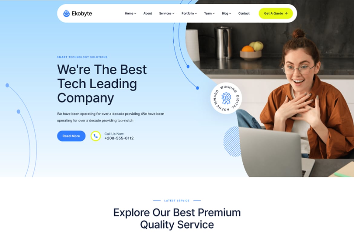 Imagen de portada de Ekobyte - IT Service & Technology WordPress Theme (tema)