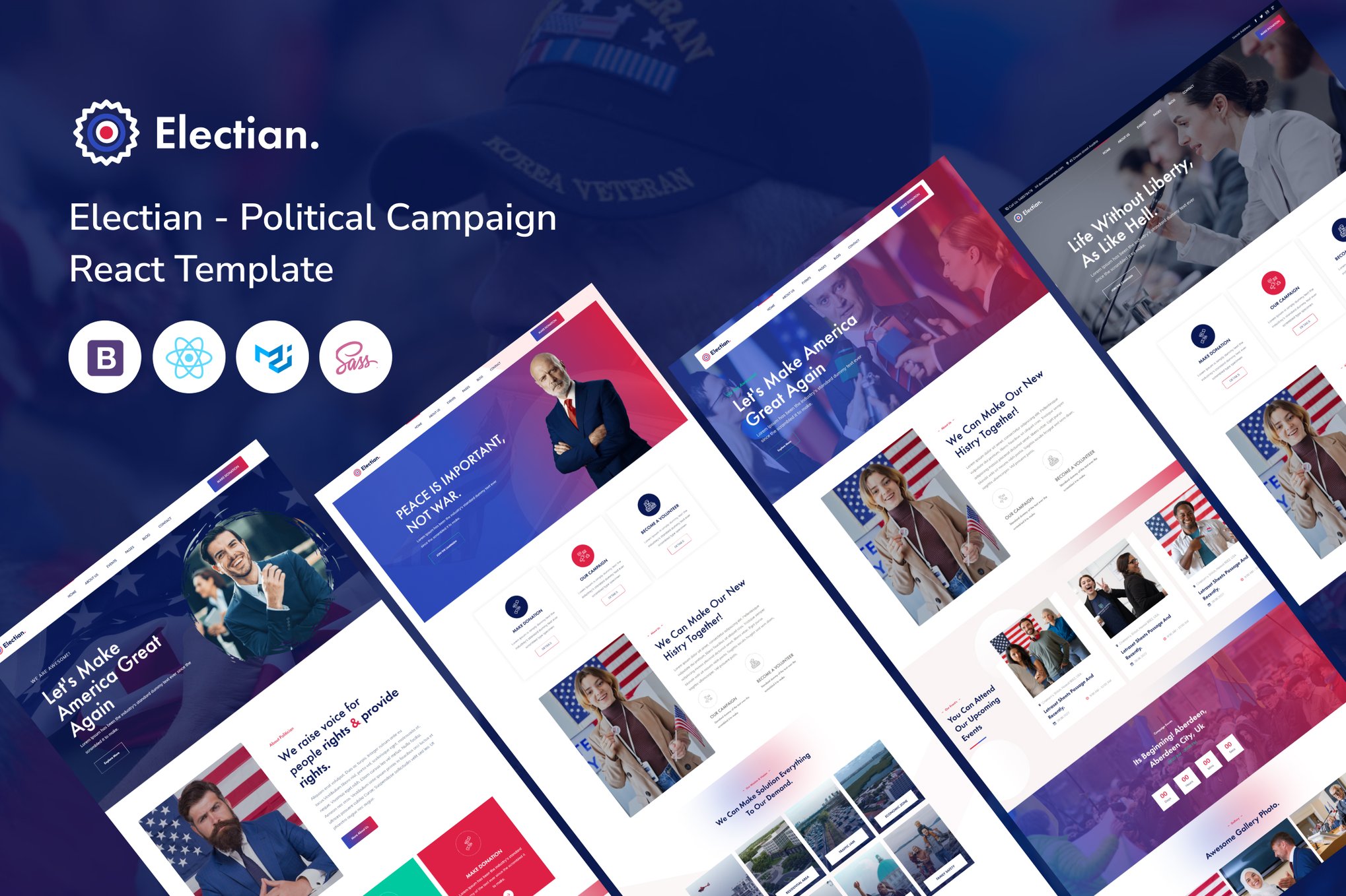 Imagen de portada de Electian - Political Campaign React Template (plantilla web)