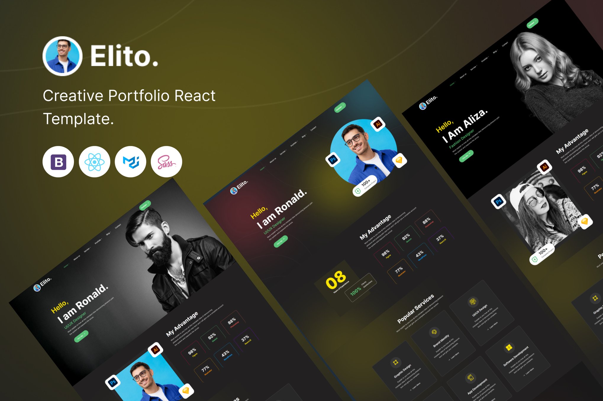 Imagen de portada de Elito - Creative Portfolio React Template (plantilla web)