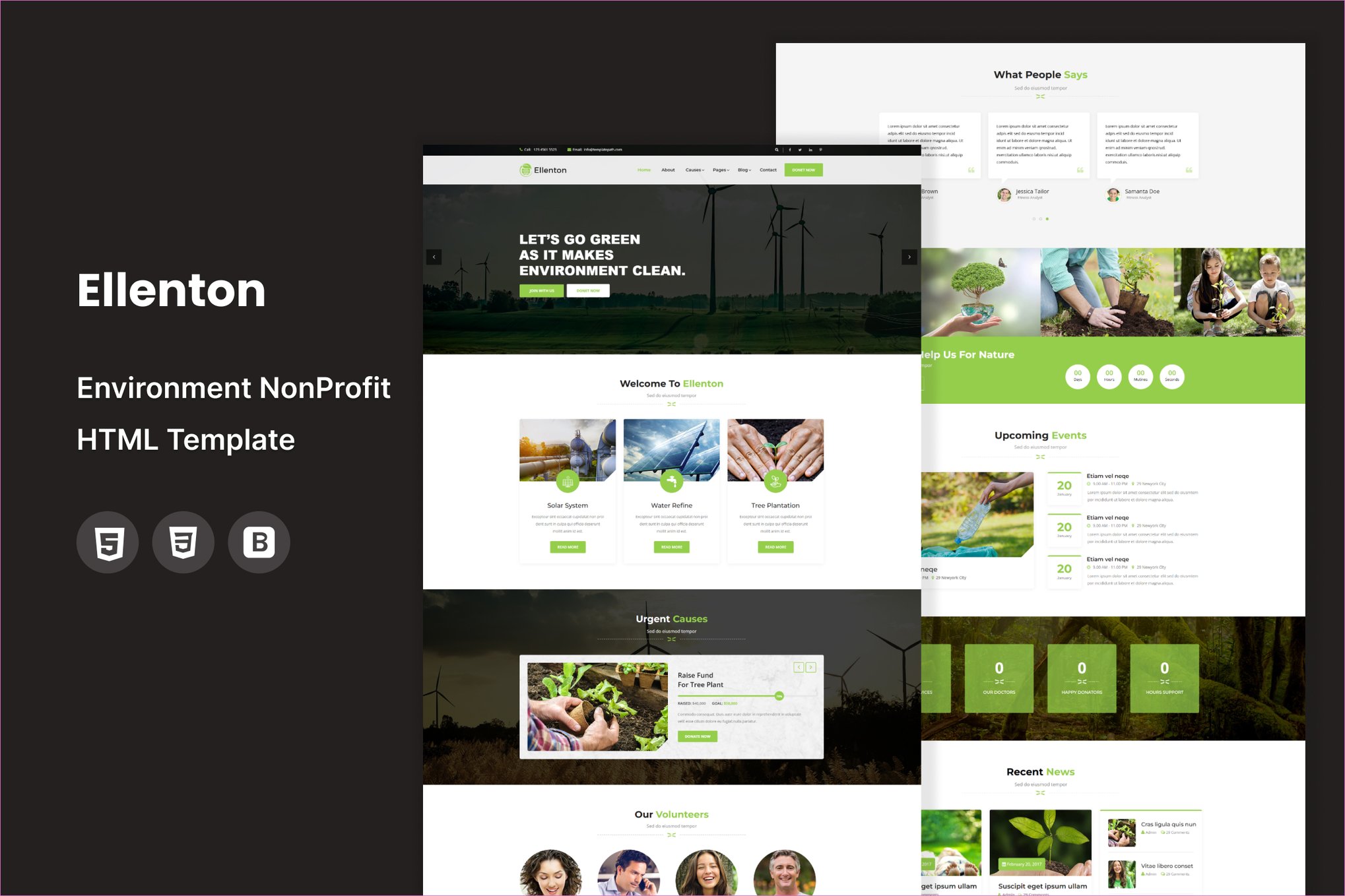 Imagen de portada de Ellenton - Environment / Non-Profit HTML Template (plantilla web)