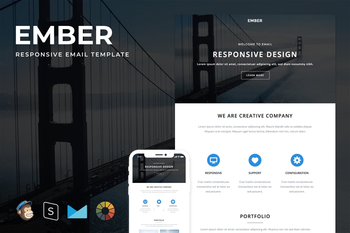 Imagen de portada de Ember - Responsive Email + StampReady Builder (plantilla web)