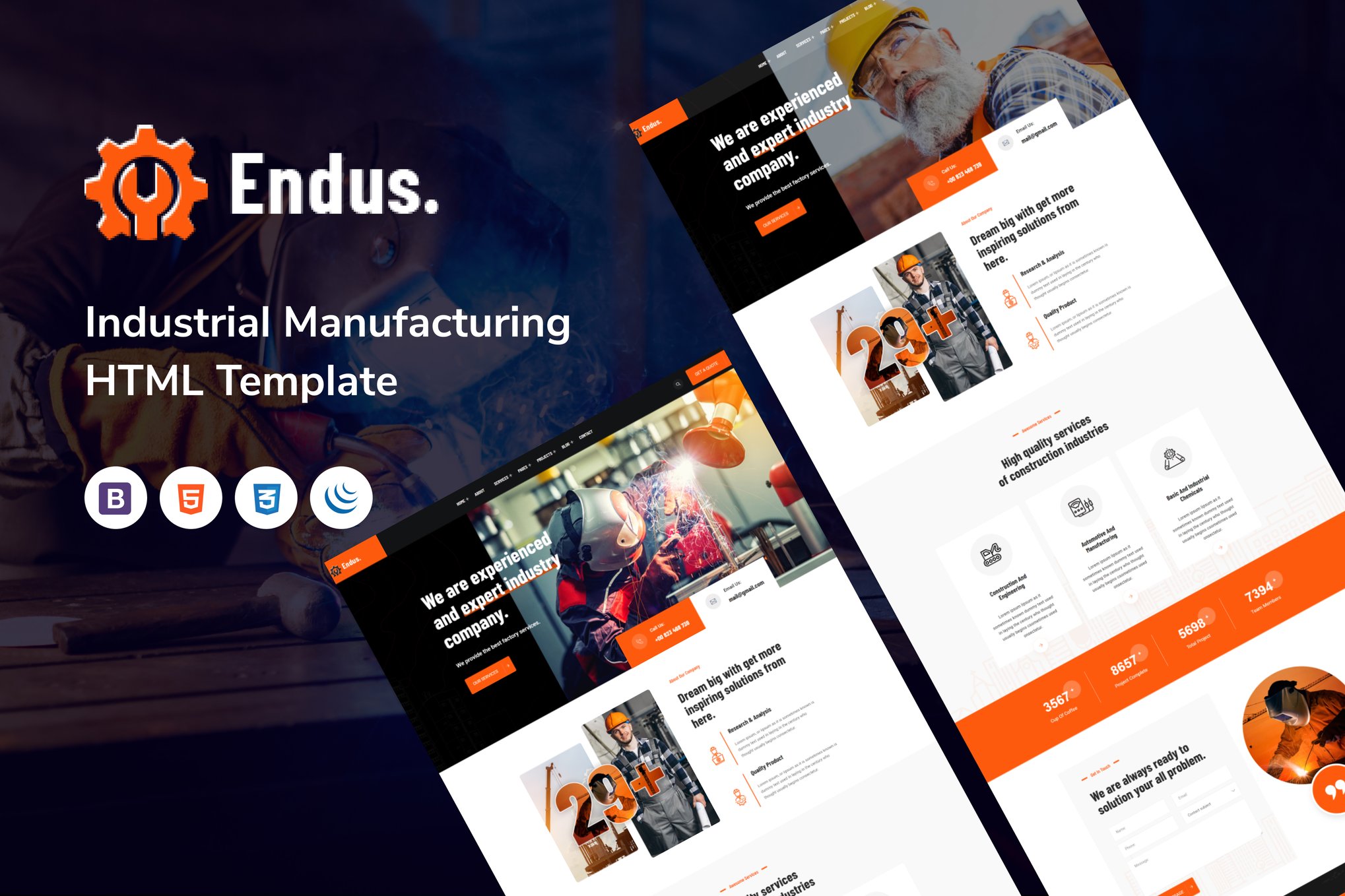 Imagen de portada de Endus - Industrial Manufacturing HTML Template (plantilla web)