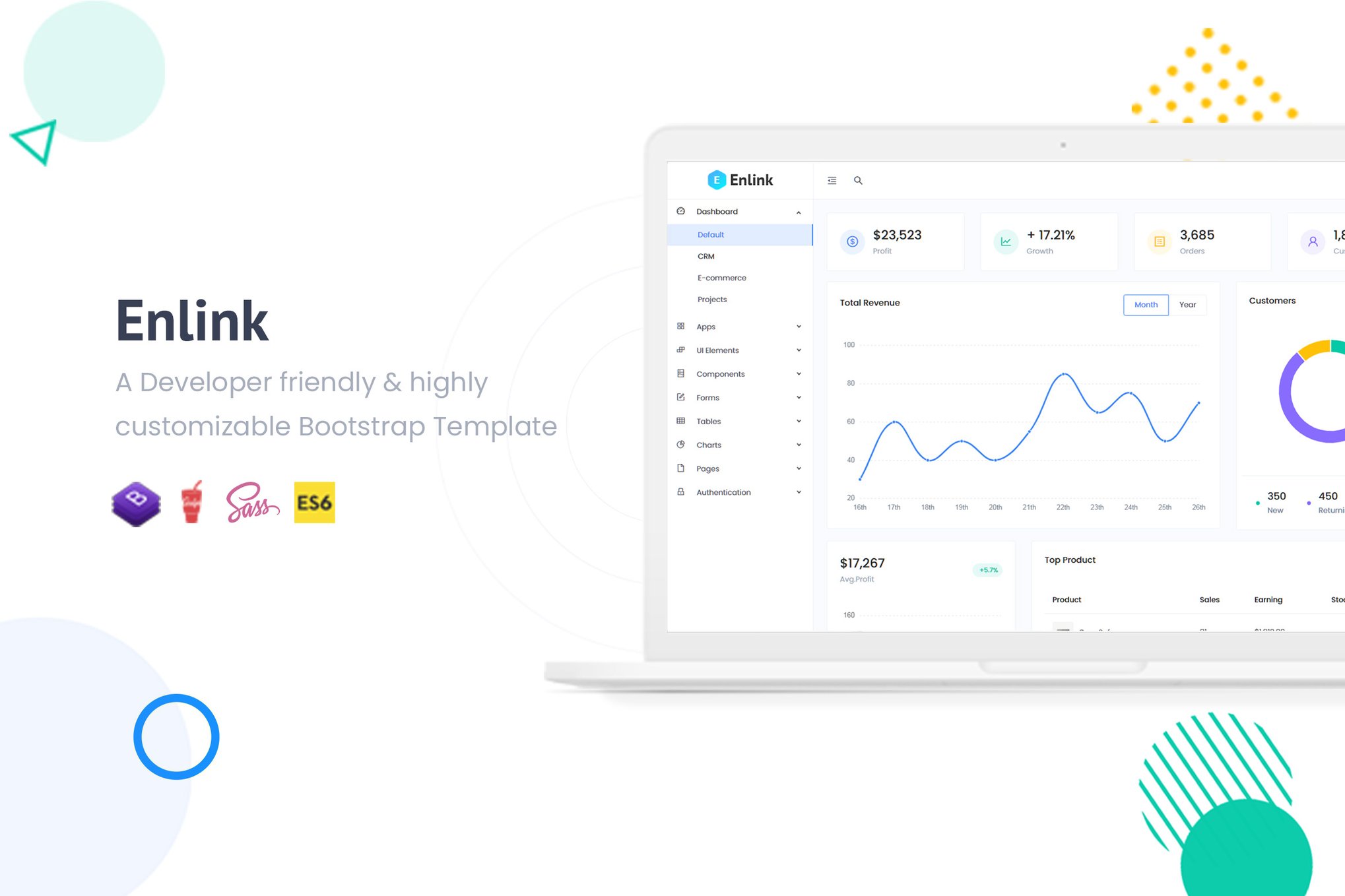 Imagen de portada de Enlink - Bootstrap Admin Template (plantilla web)