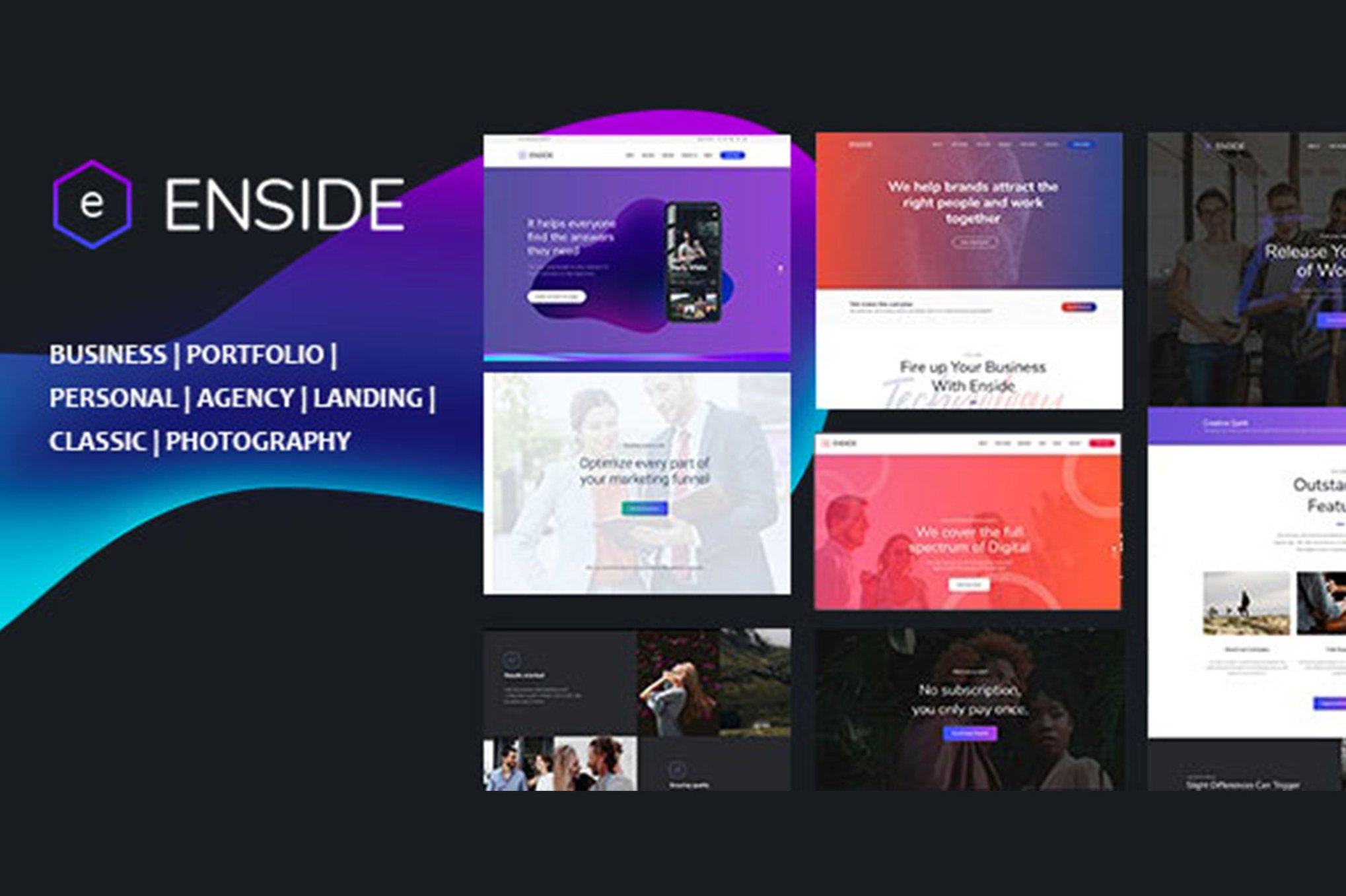 Imagen de portada de Enside - Multipurpose Onepage Template (plantilla web)