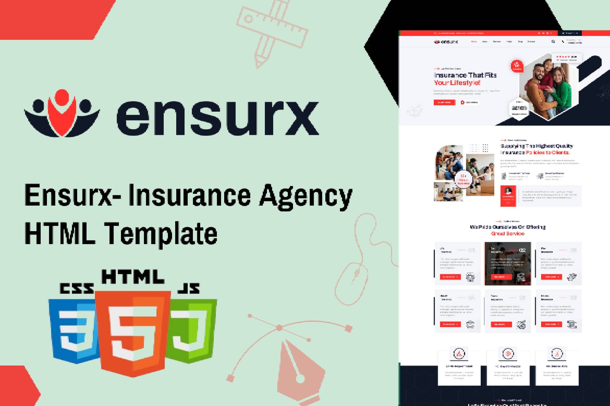 Imagen de portada de Ensurx - Insurance Corporate & business Agency Com (plantilla web)