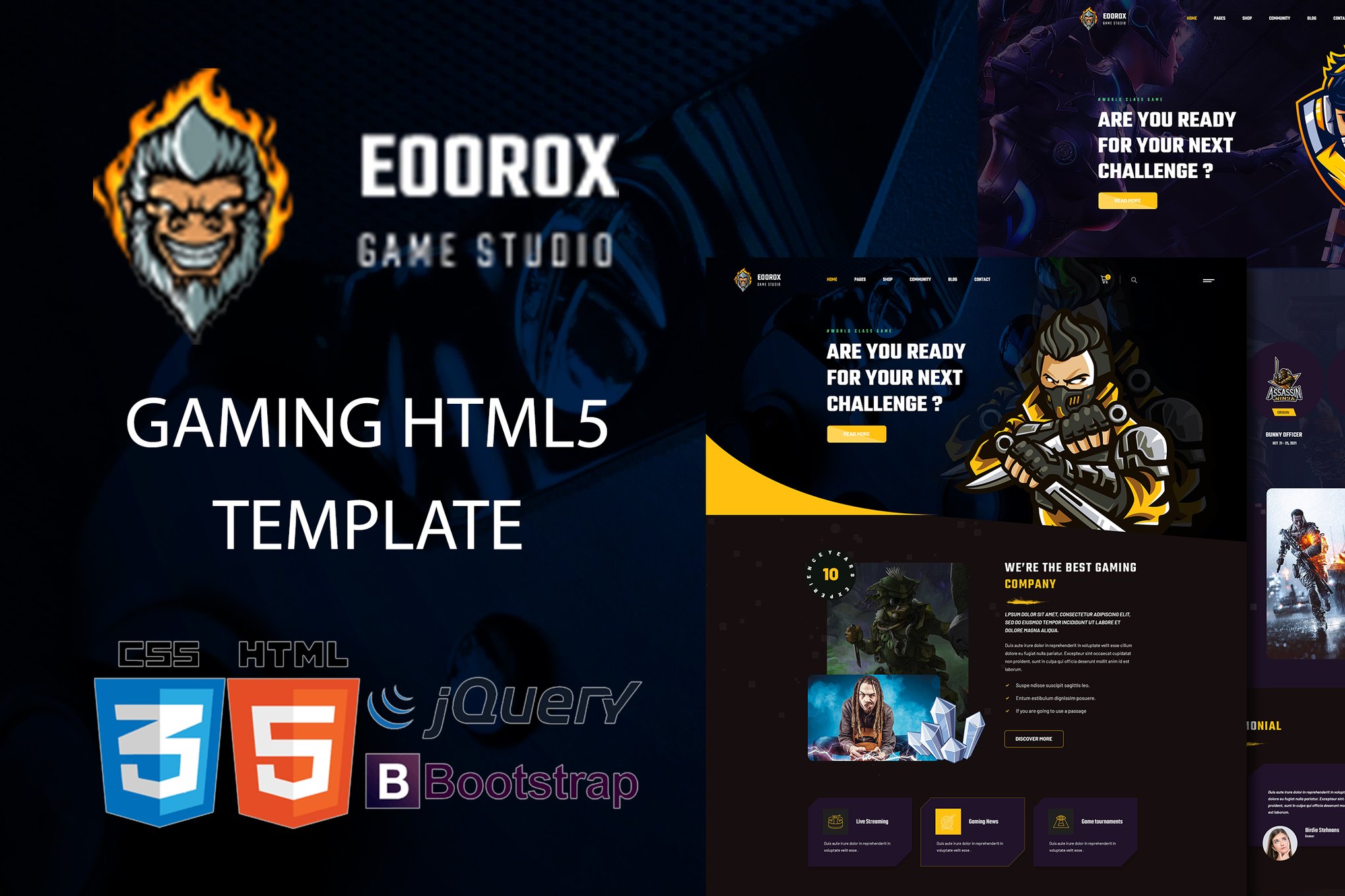 Imagen de portada de Eoorox - Gaming and eSports HTML5 Template (plantilla web)