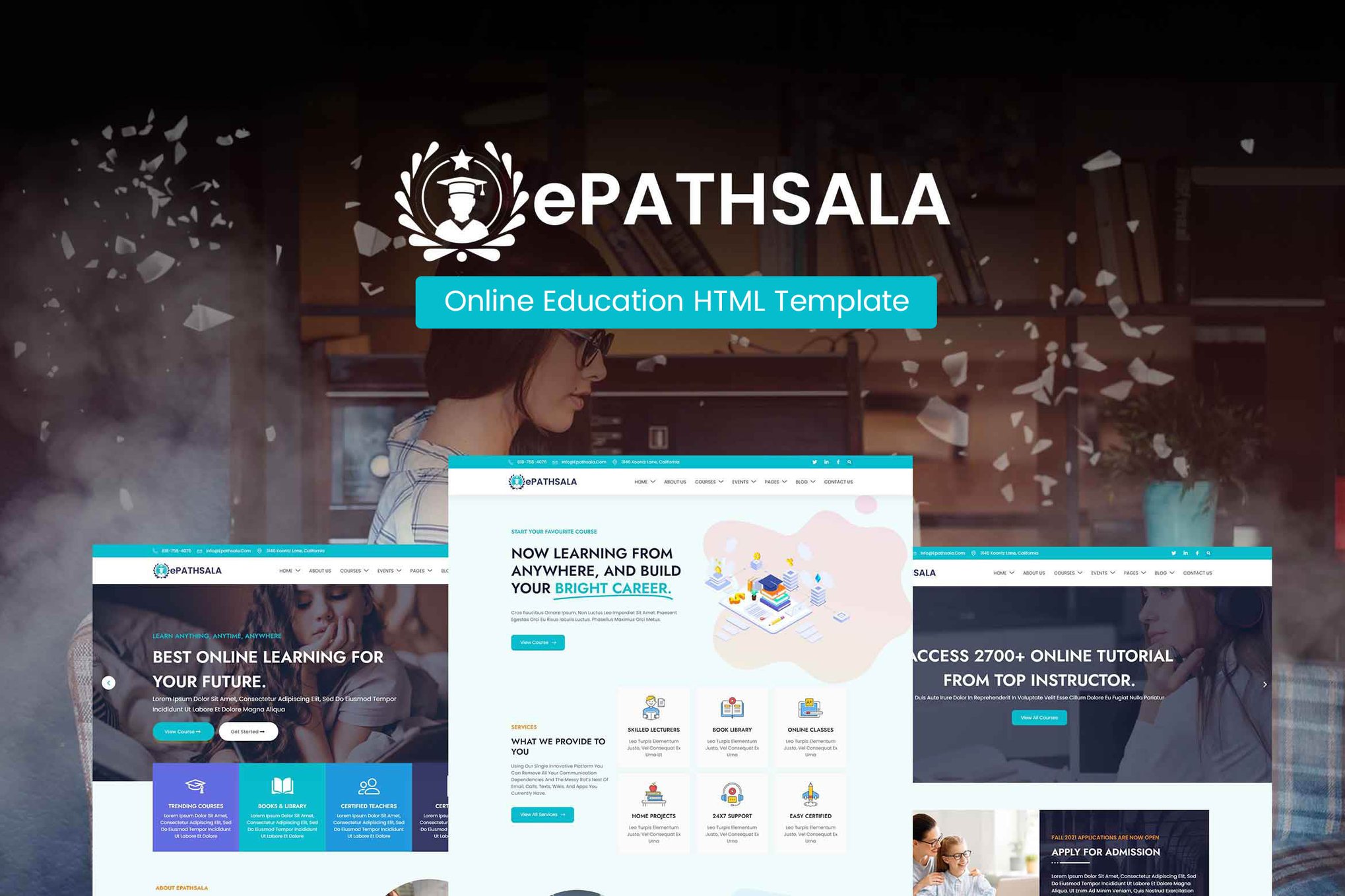 Imagen de portada de ePathsala - Online Education HTML Template (plantilla web)