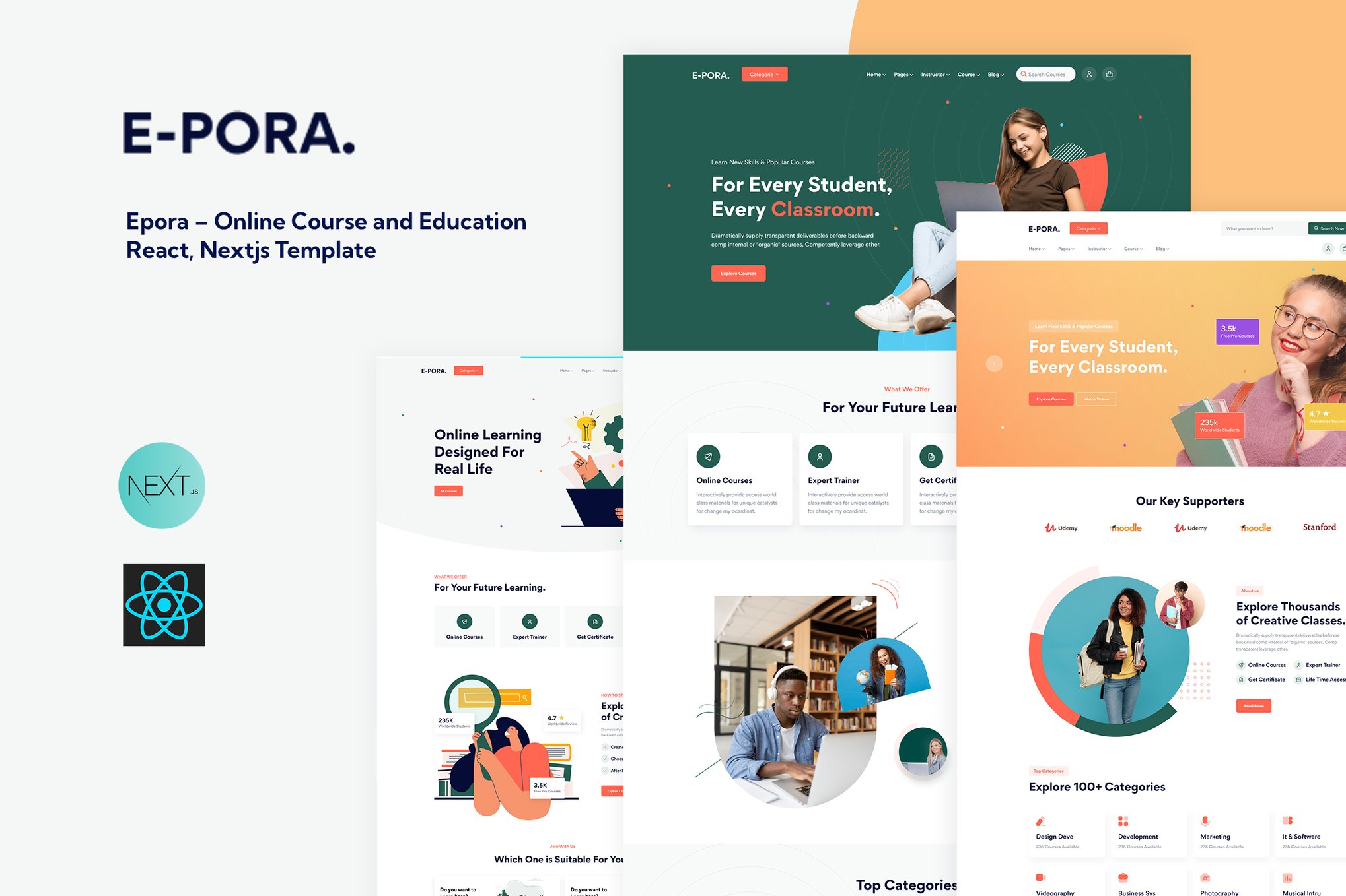 Imagen de portada de Epora – Online Course and Education React, Nextjs (plantilla web)