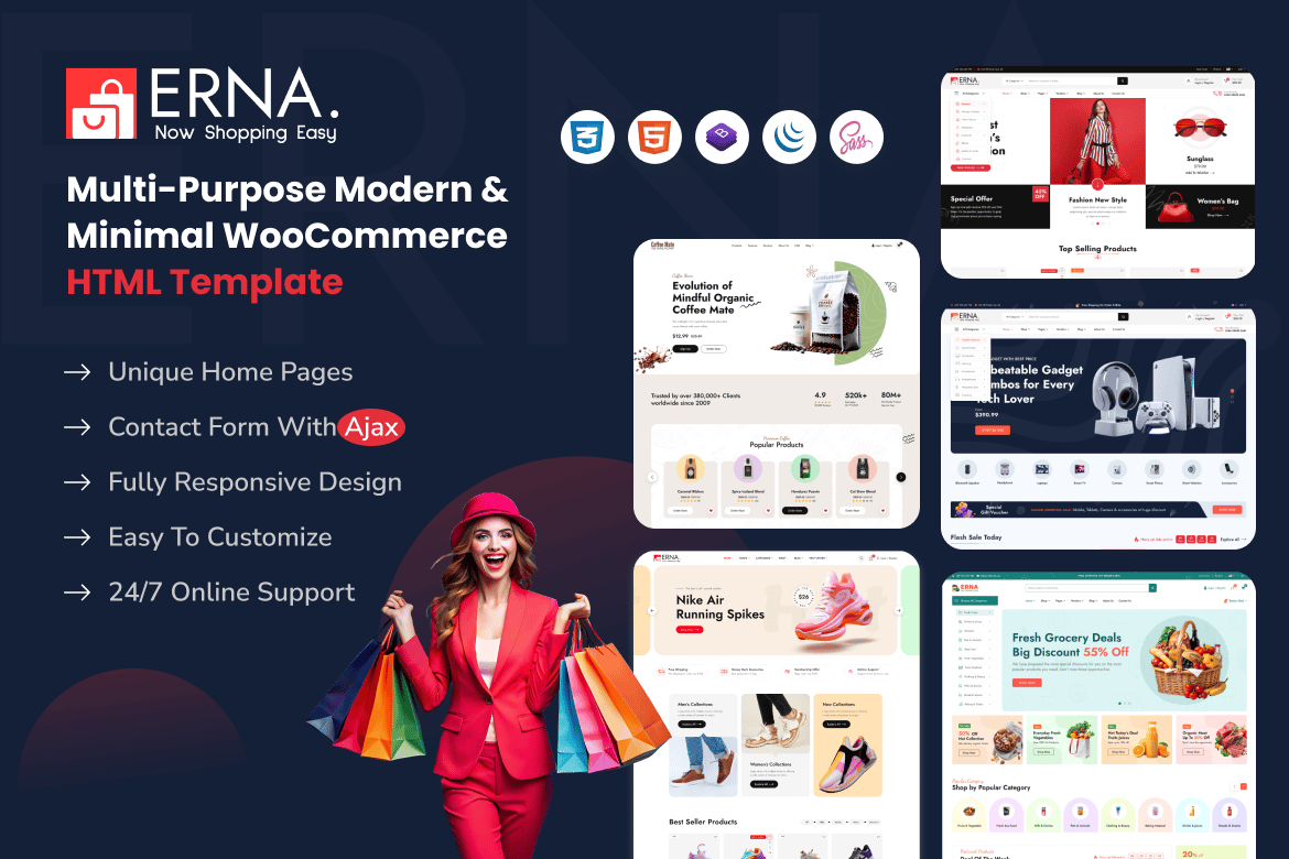 Imagen de portada de Erna - Multi-Purpose Minimal HTML Template (plantilla web)