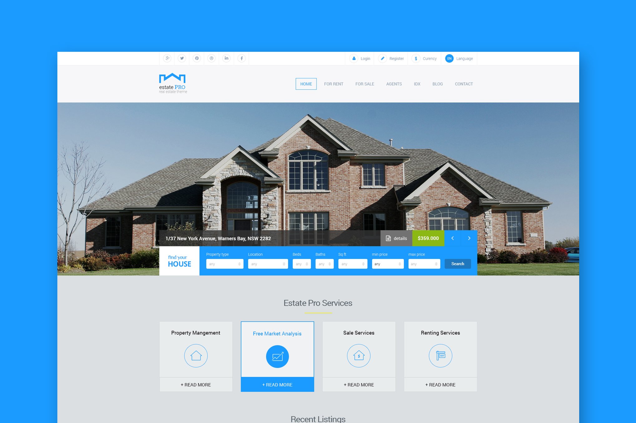 Imagen de portada de Estate Pro - Real Estate HTML Template (plantilla web)