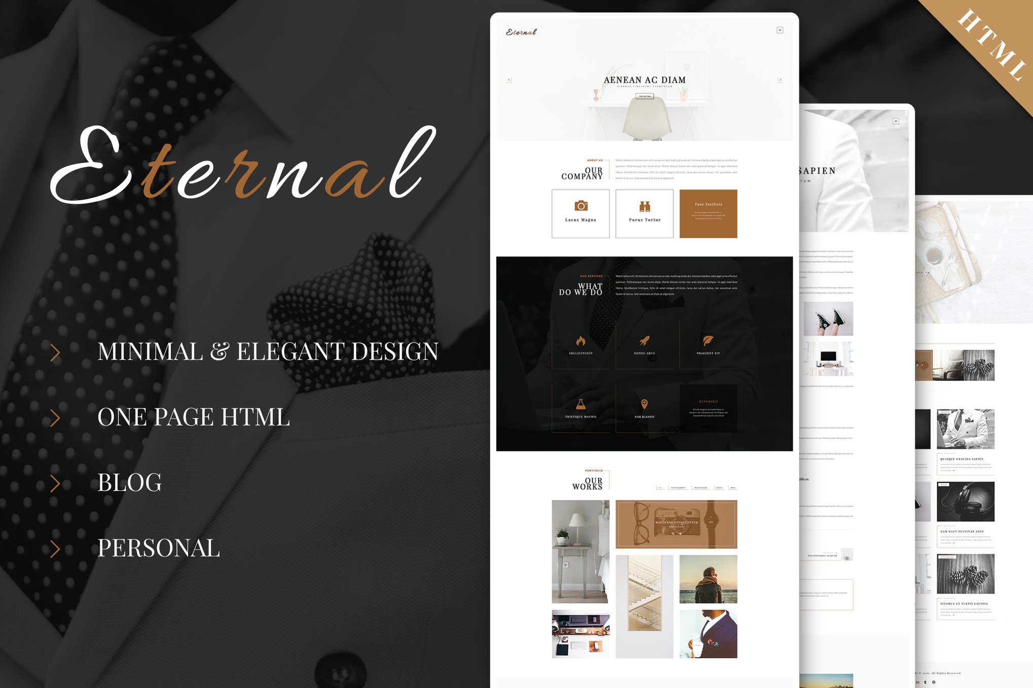 Imagen de portada de Eternal - Personal Elegant HTML Blog Template (plantilla web)
