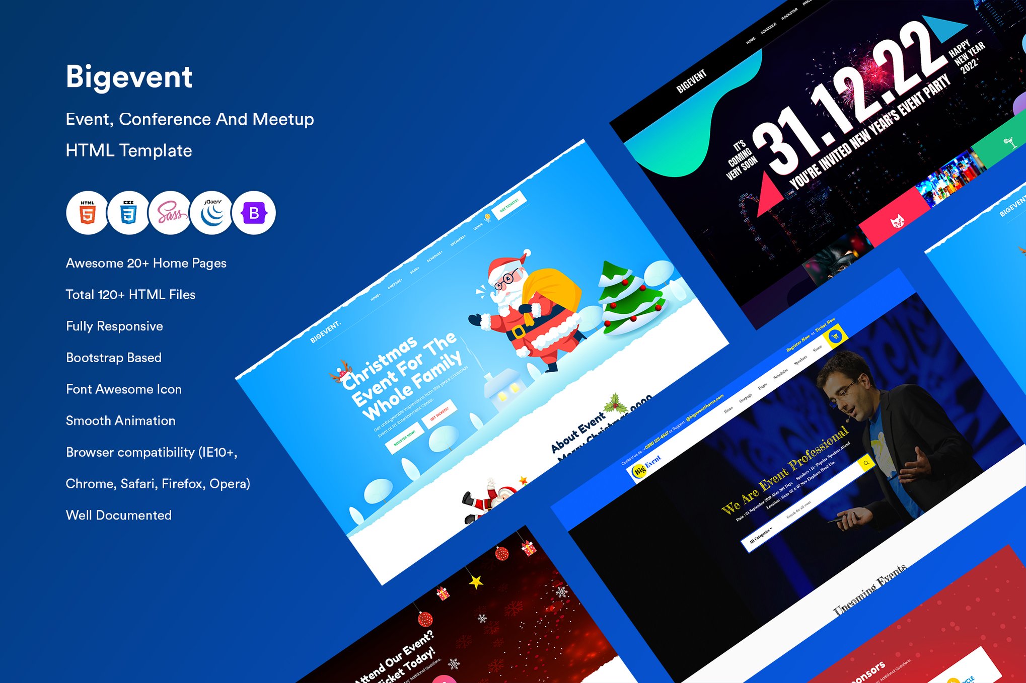Imagen de portada de Event, Conference & Meetup HTML Template (plantilla web)