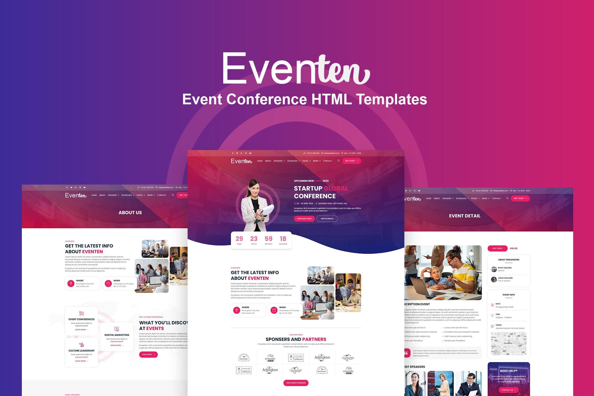Imagen de portada de Eventen - Event Conference HTML Templates (plantilla web)