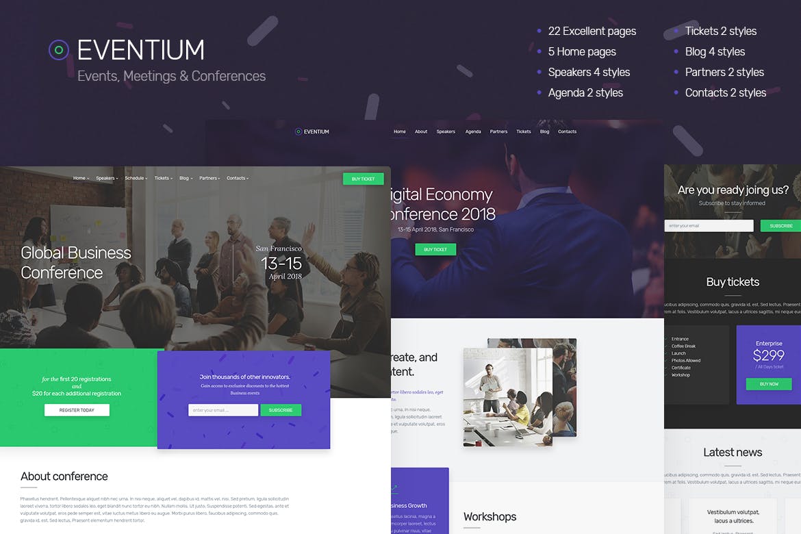 Imagen de portada de Eventium - Responsive Events HTML5 Template (plantilla web)