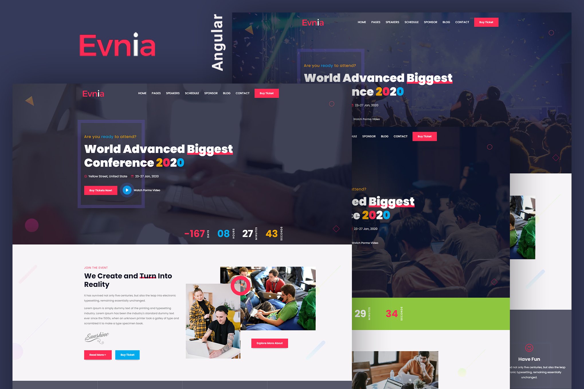 Imagen de portada de Evnia - React Event Conference & Meetup Template (plantilla web)
