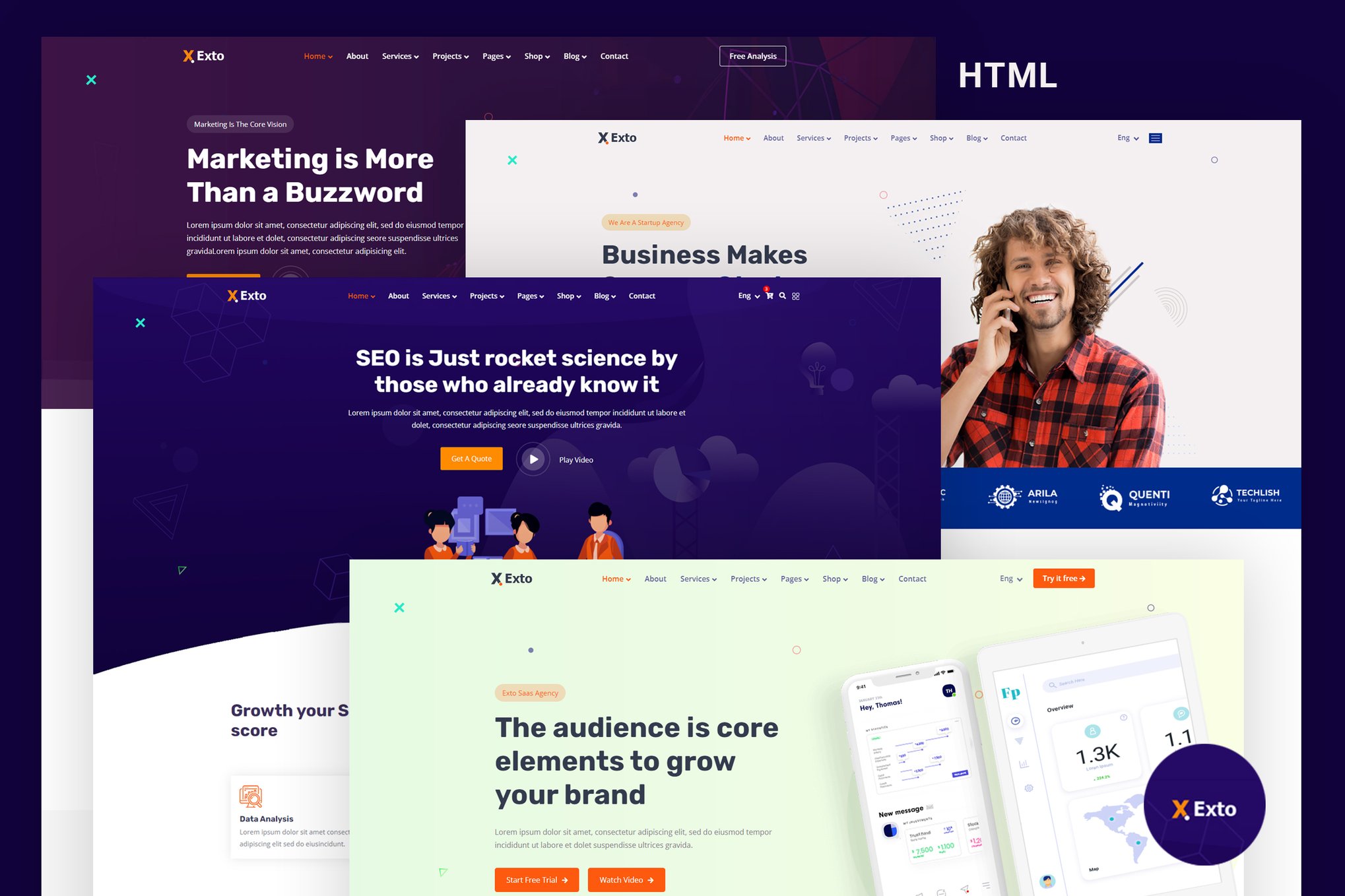 Imagen de portada de Exto - SEO & Marketing Company HTML Template (plantilla web)