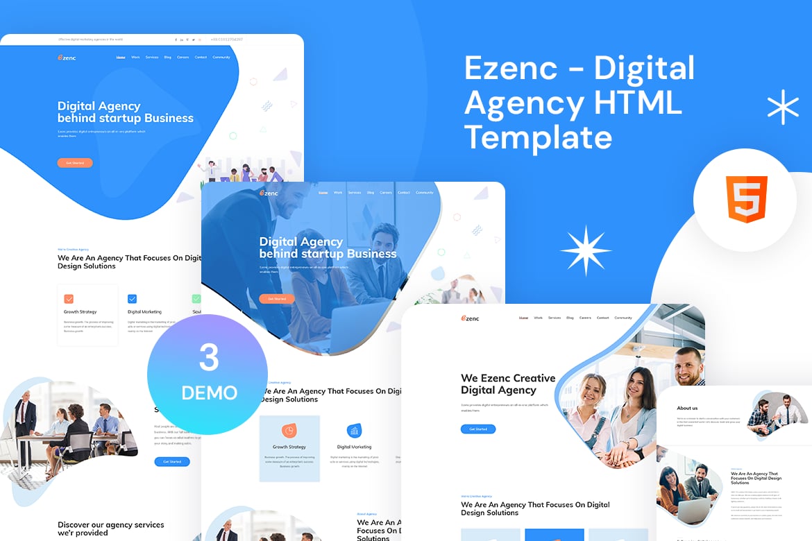 Imagen de portada de Ezenc - Digital Agency HTML Template (plantilla web)