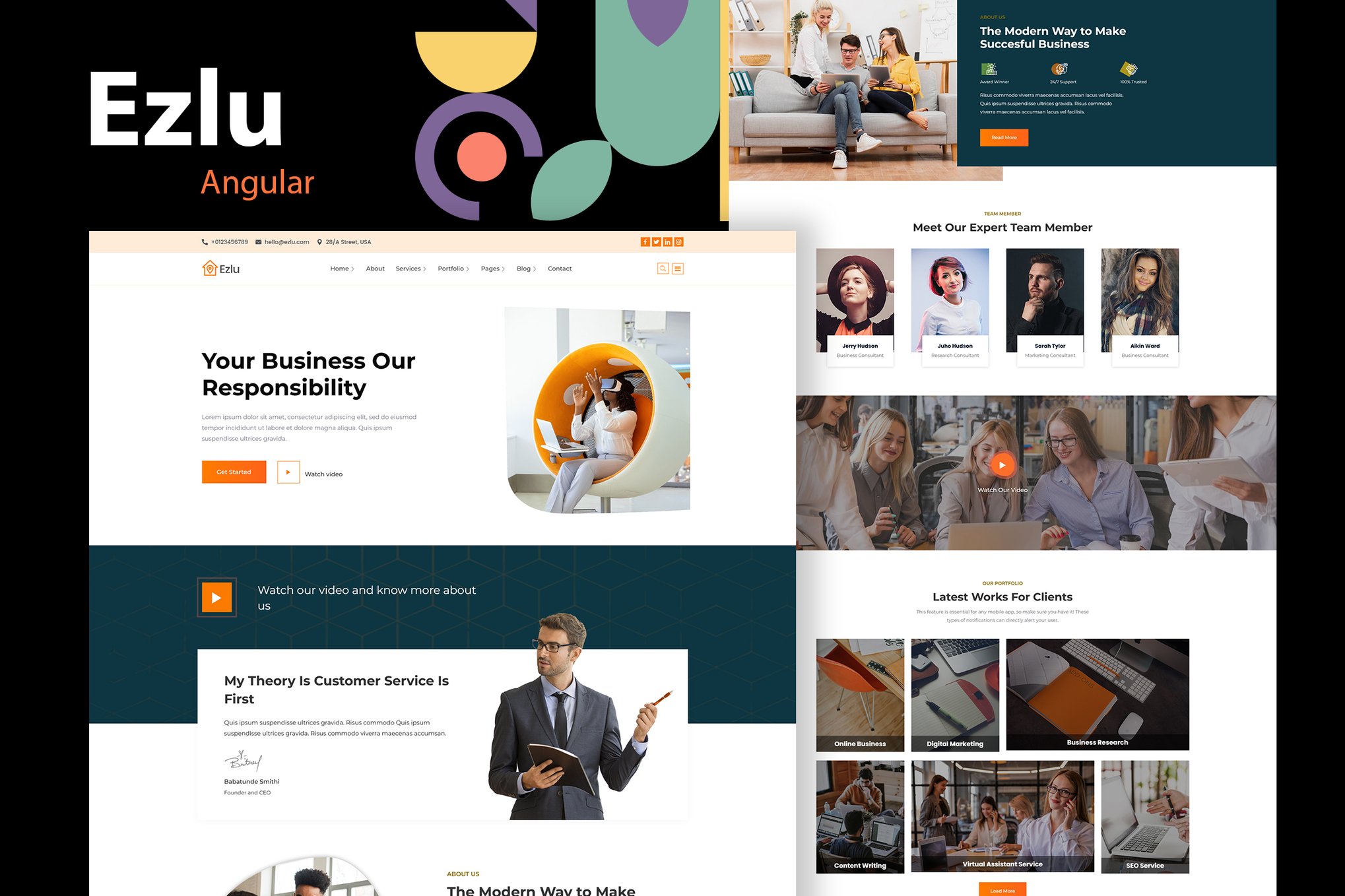 Imagen de portada de Ezlu - Angular 13 Business Consulting Template (plantilla web)
