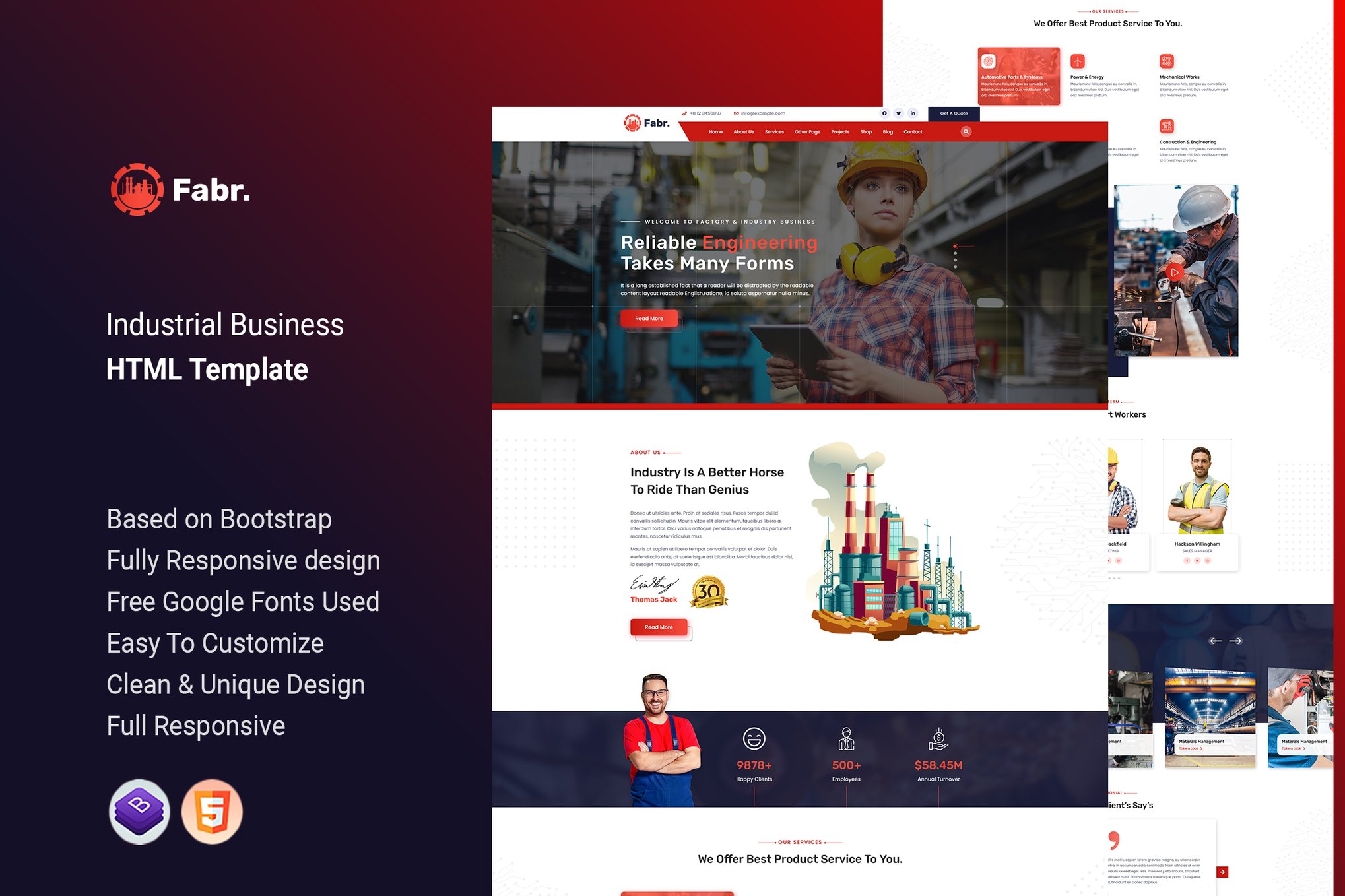 Imagen de portada de Fabr - Industrial Business HTML Template (plantilla web)