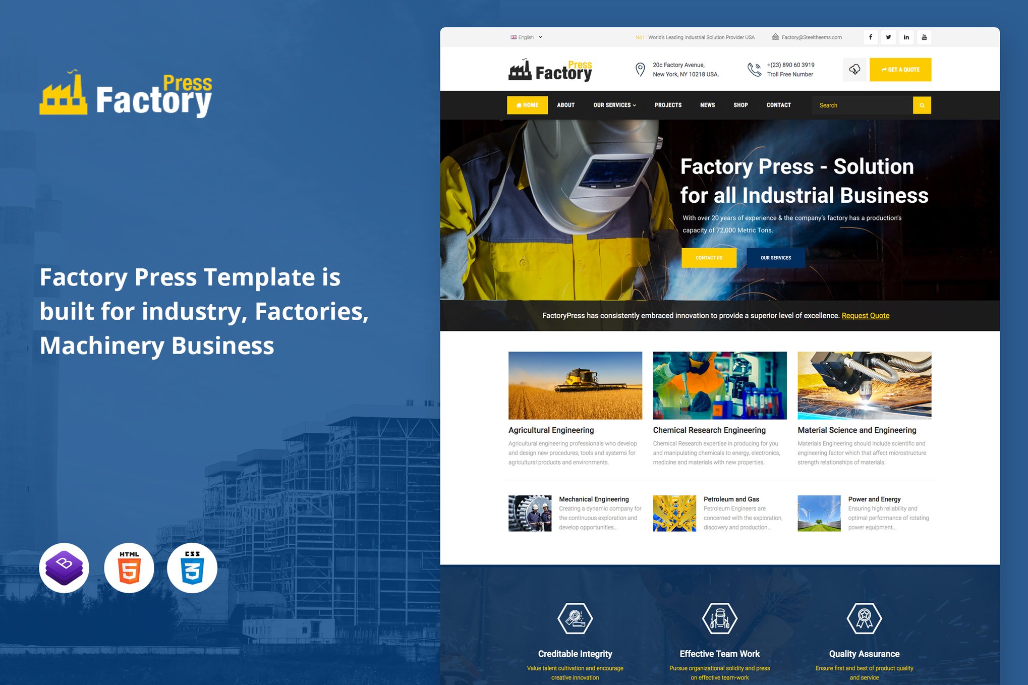 Imagen de portada de Factory Press - Industrial Business HTML5 Template (plantilla web)
