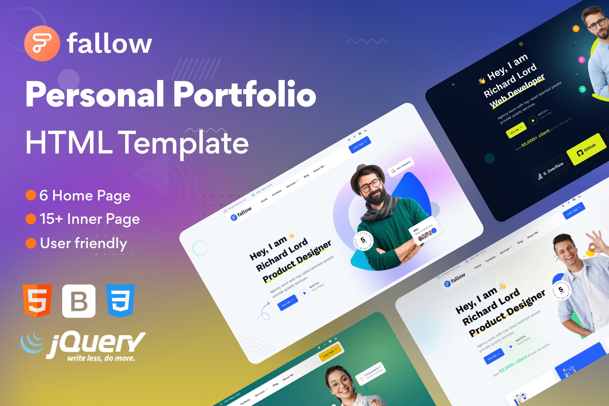 Imagen de portada de Fallow - Personal Portfolio Bootstrap Template (plantilla web)