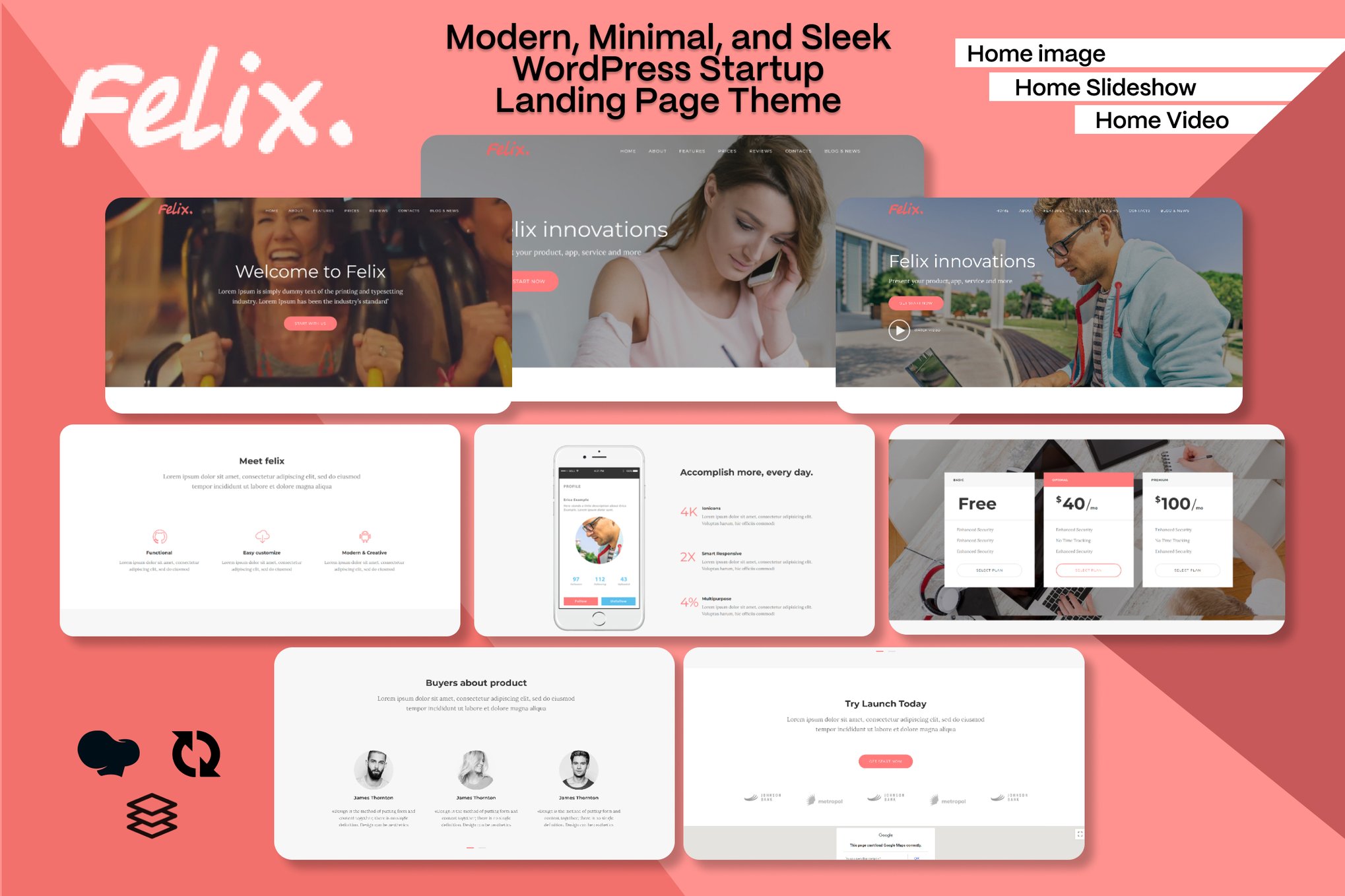 Imagen de portada de Felix. - App, Mobile, Product Landing Page (plantilla web)