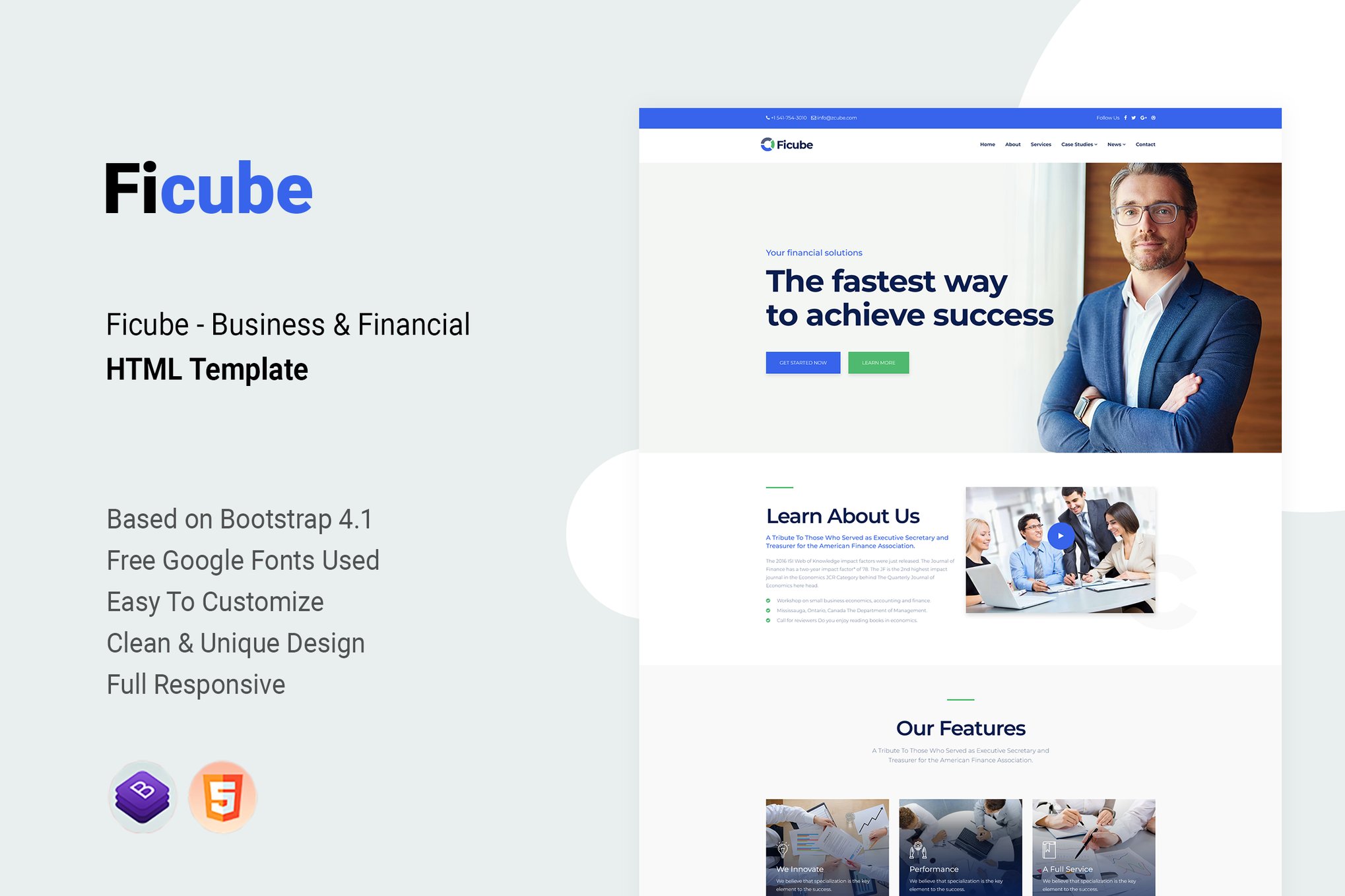 Imagen de portada de Ficube - Business & Financial HTML Template (plantilla web)