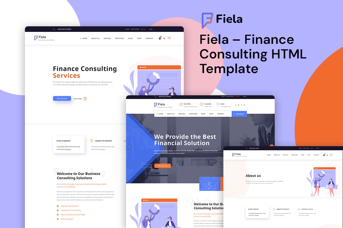Imagen de portada de Fiela – Finance Consulting HTML Template (plantilla web)