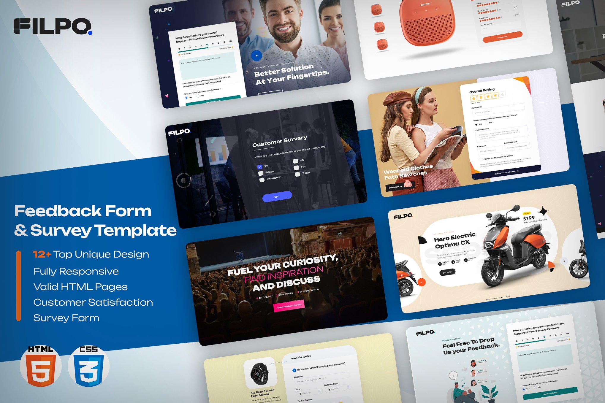 Imagen de portada de Filpo - Feedback Form & Survey Template (plantilla web)
