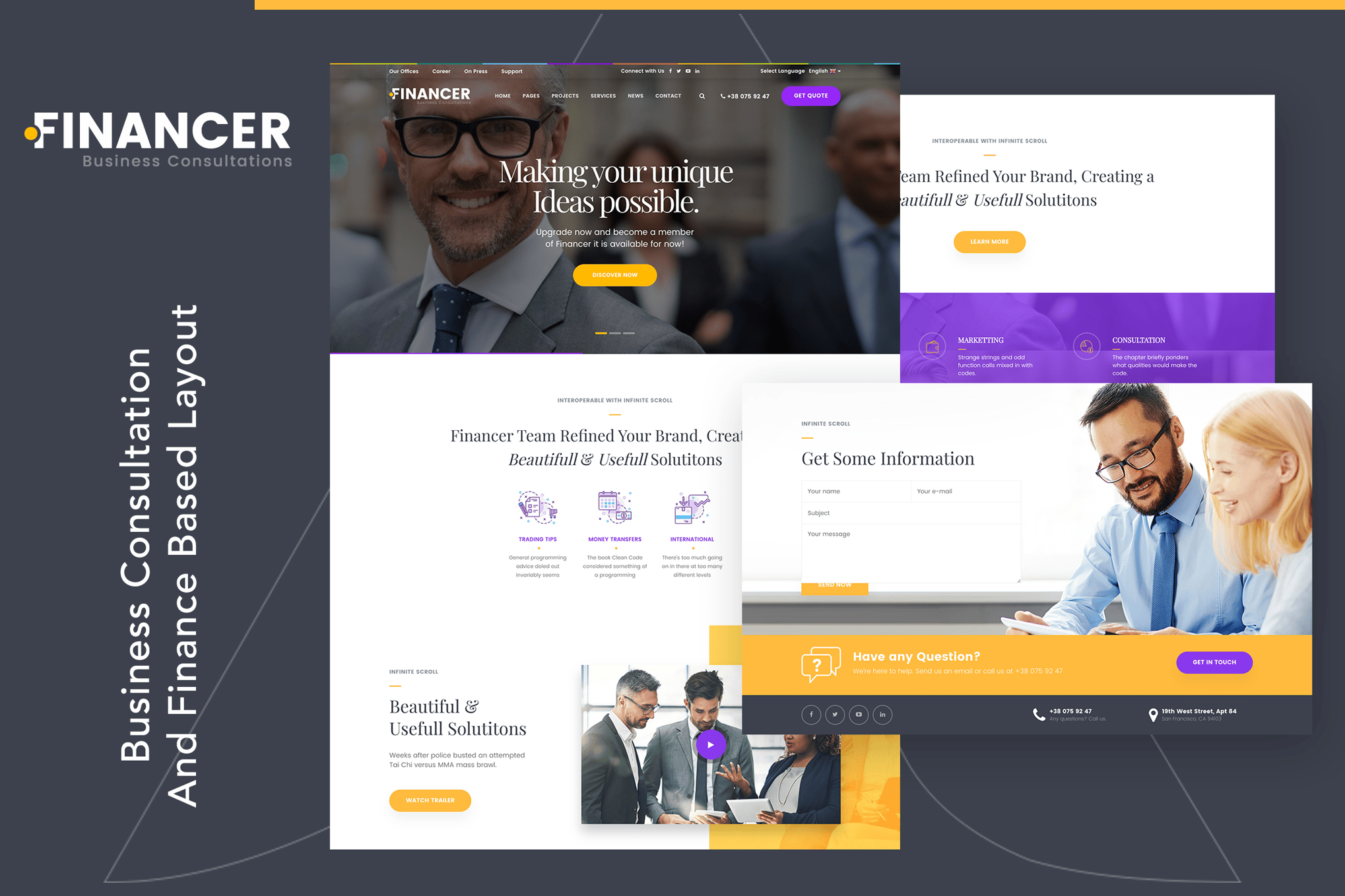 Imagen de portada de Financer | Business Consultations Template (plantilla web)