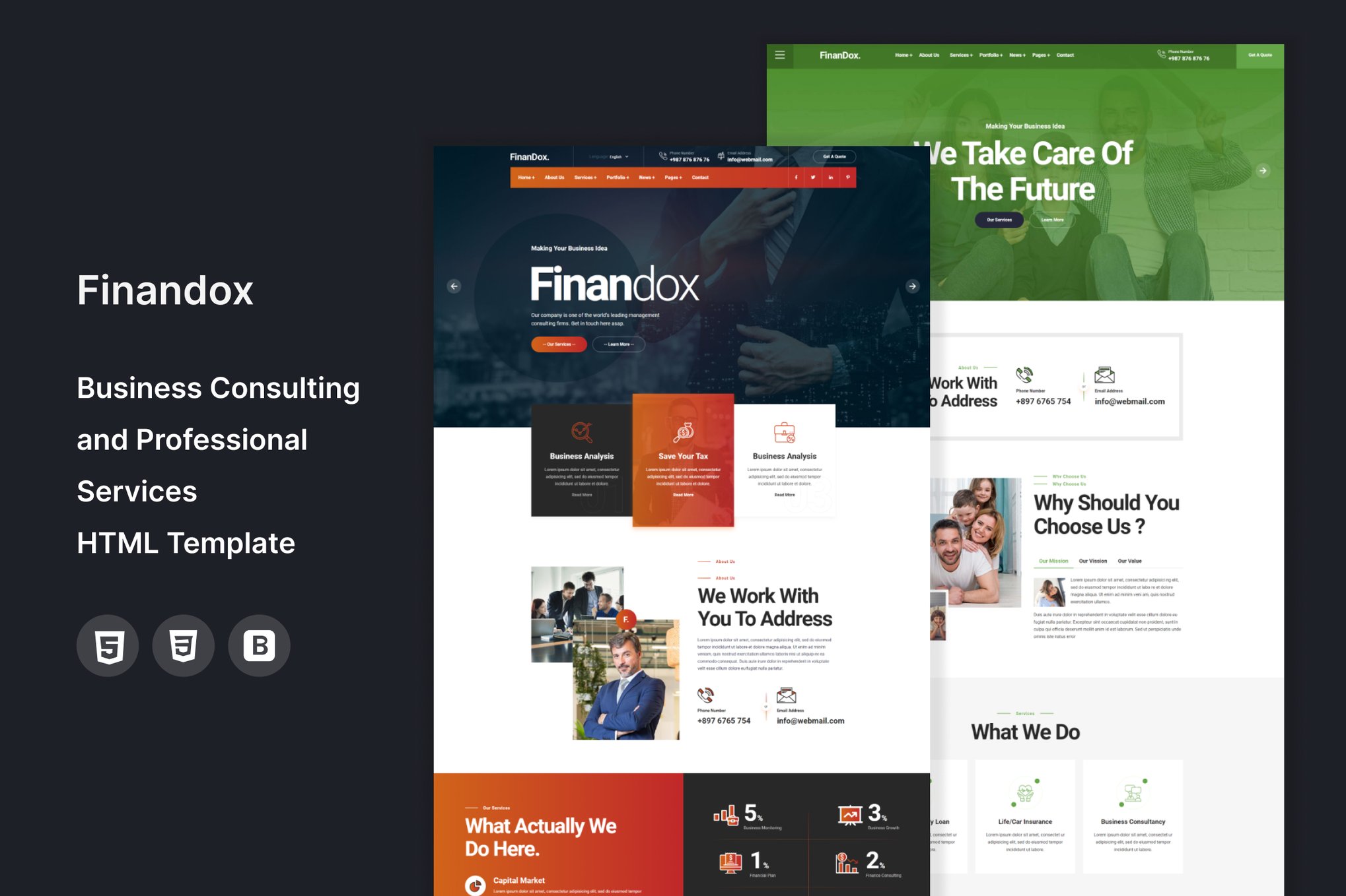 Imagen de portada de Finandox - Business Consulting HTML Template (plantilla web)