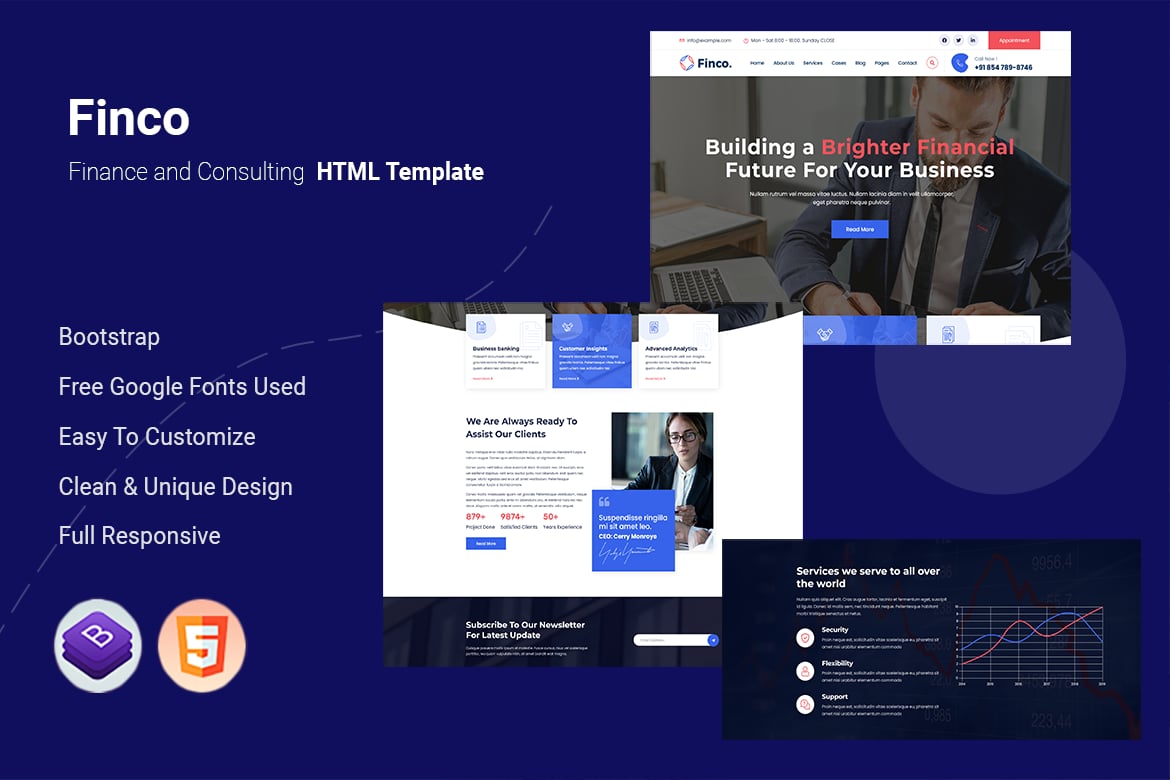 Imagen de portada de Finco - Finance and Consulting HTML Theme (plantilla web)