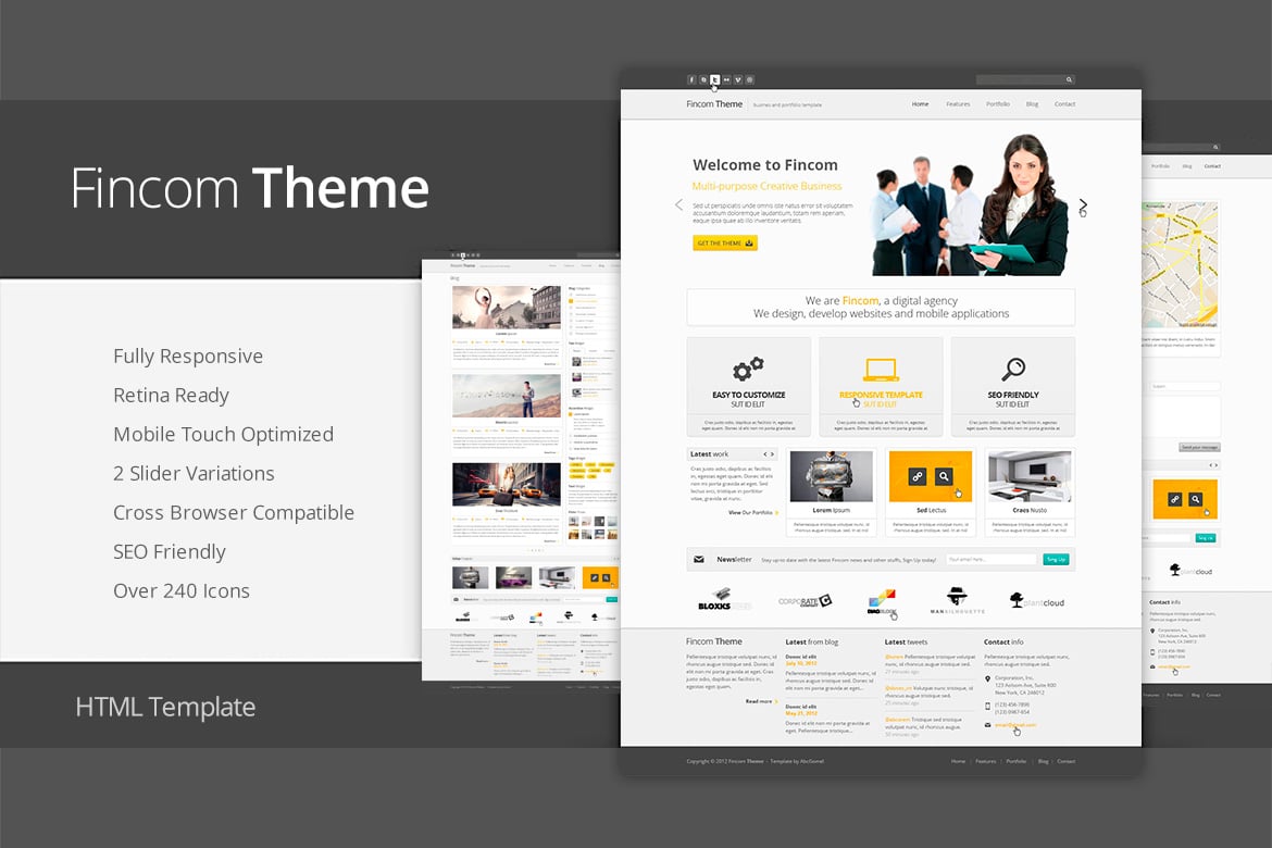 Imagen de portada de Fincom - Responsive HTML Template (plantilla web)