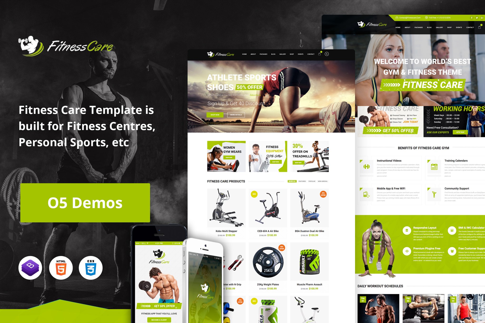 Imagen de portada de Fitness Care - Gym and Sports HTML5 Template (plantilla web)