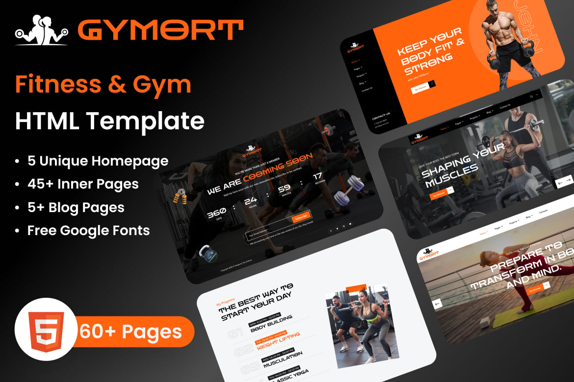 Imagen de portada de Fitness & Gym Workout HTML Template - Gymort (plantilla web)