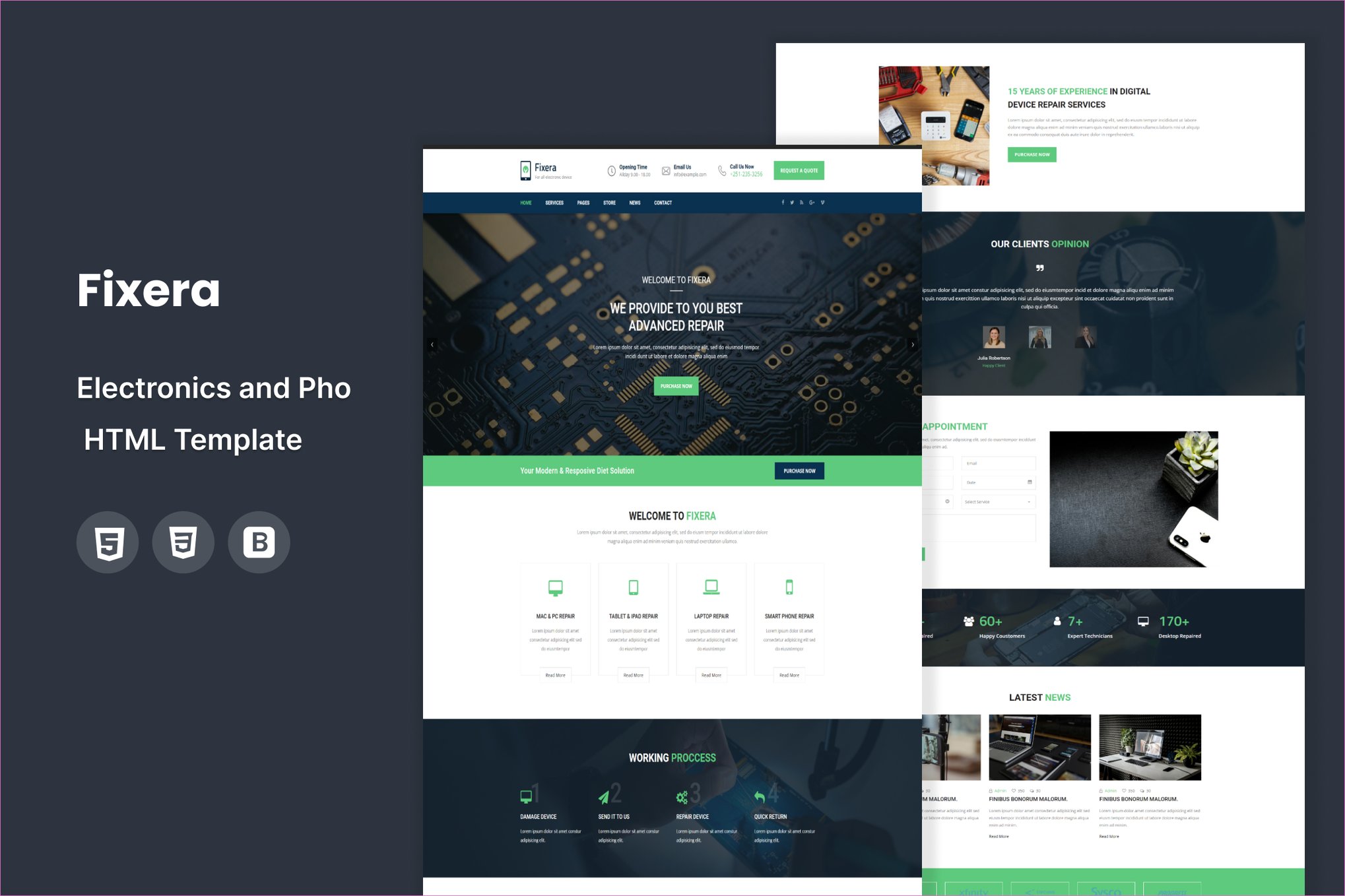 Imagen de portada de Fixera - Electronics & PhonRepair HTML Template (plantilla web)