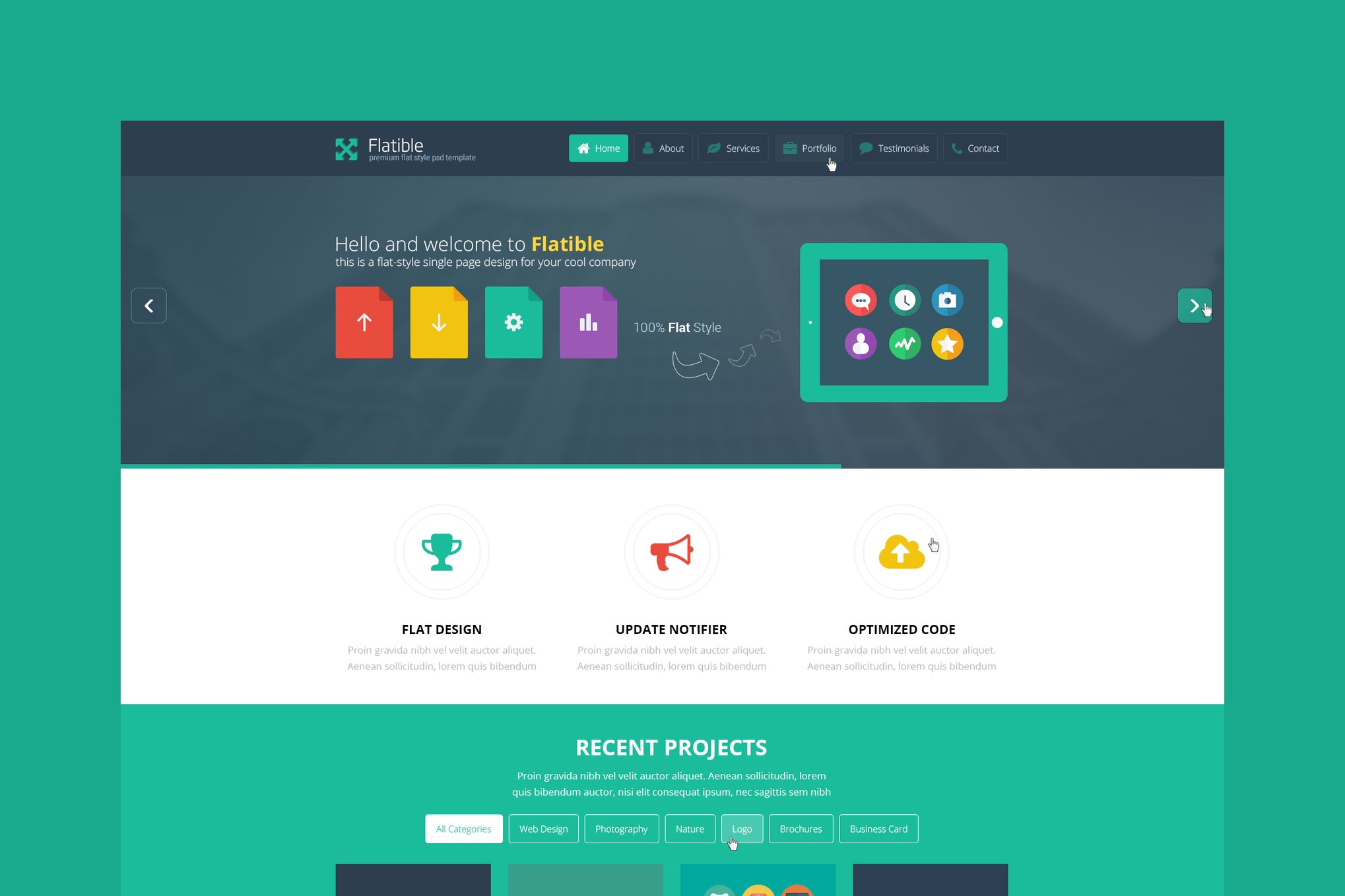 Imagen de portada de Flatible - Single Page HTML5 Template (plantilla web)