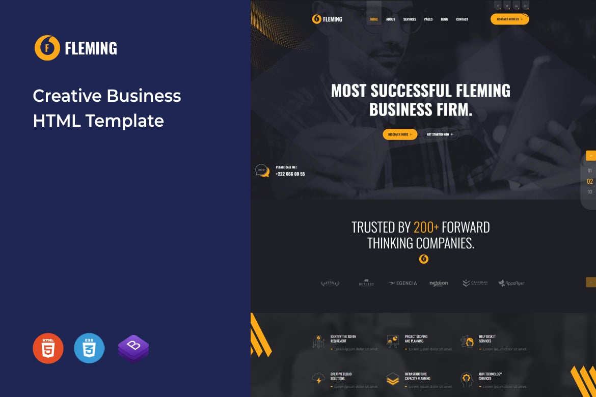 Imagen de portada de Fleming - Creative Business Services HTML Template (plantilla web)