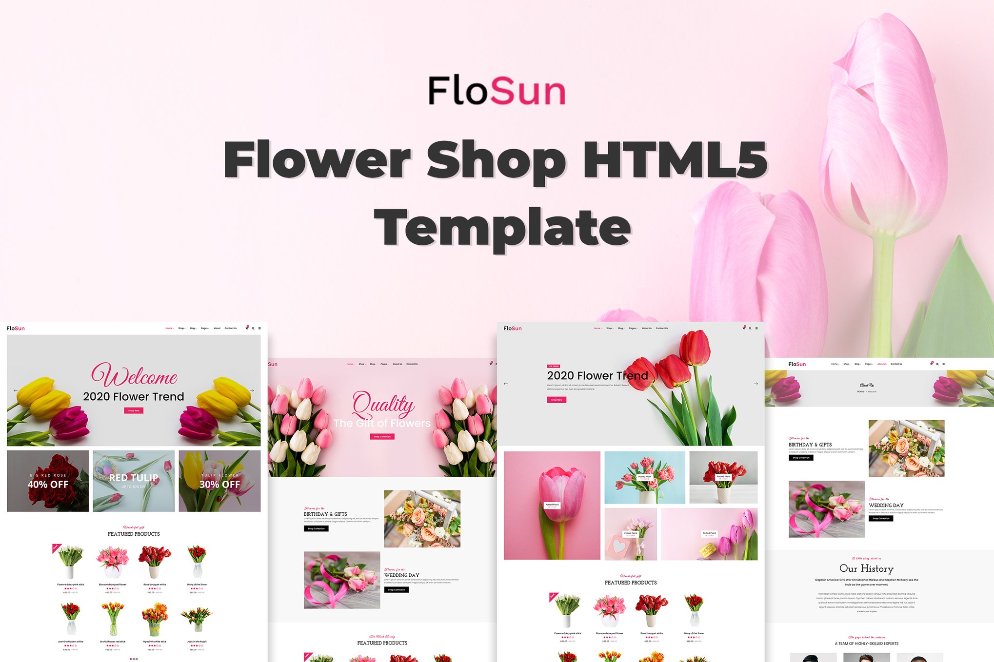 Imagen de portada de FloSun - Flower Shop HTML5 Template (plantilla web)